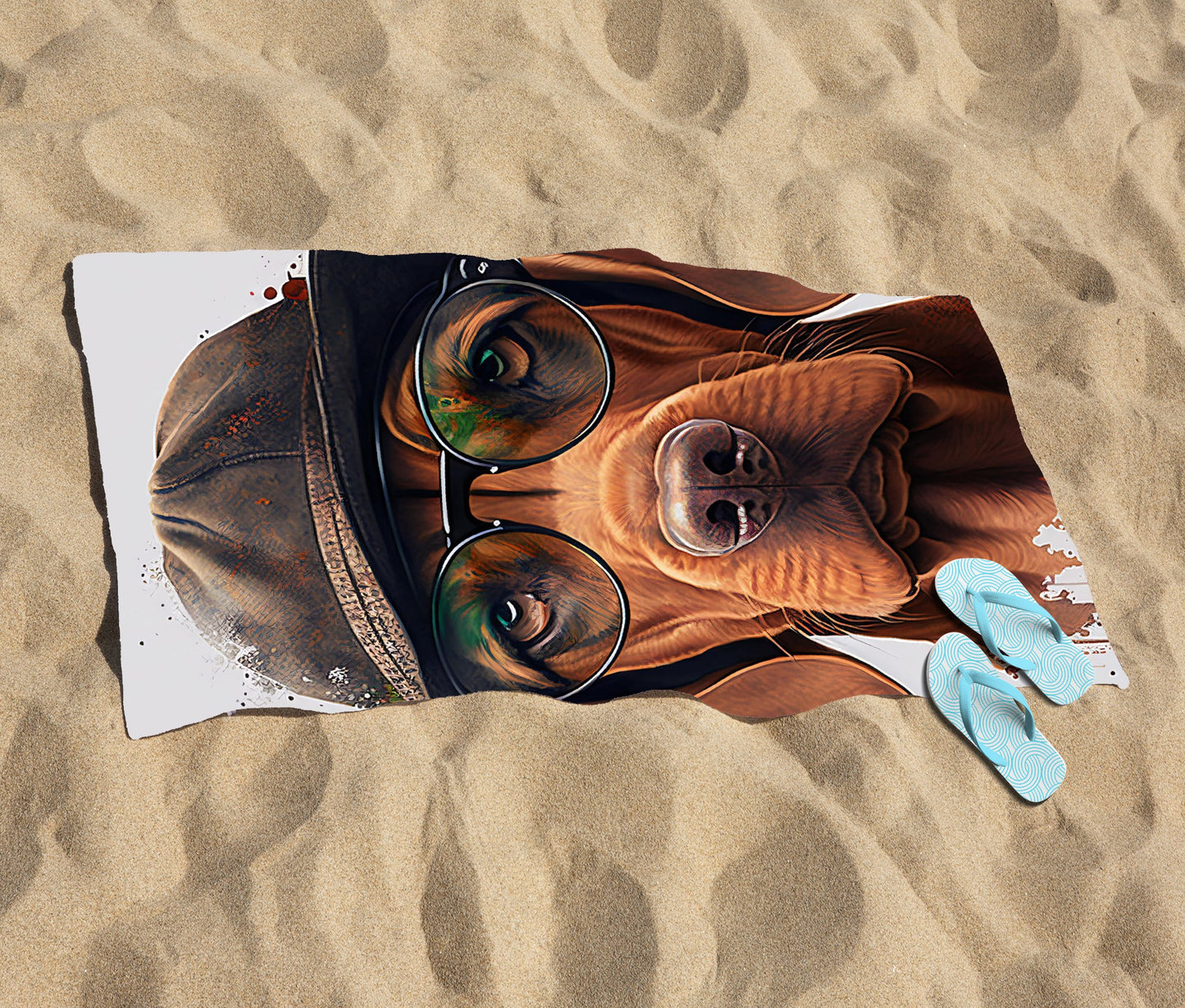 Hungarian Vizsla Dog Splashart Beach Towel