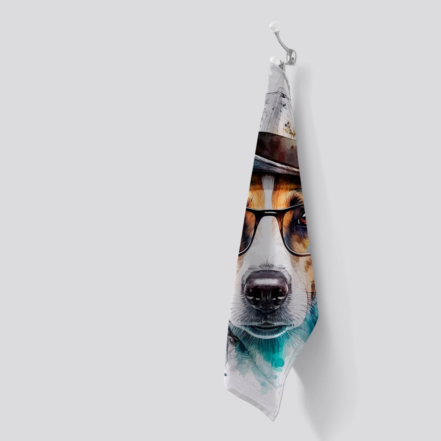 Jack Russell Dog Splashart Tea Towel