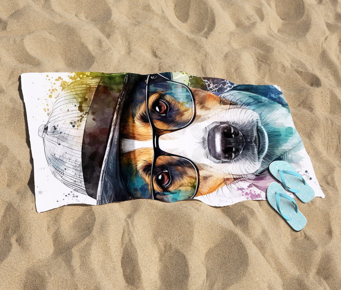 Jack Russell Dog Splashart Beach Towel