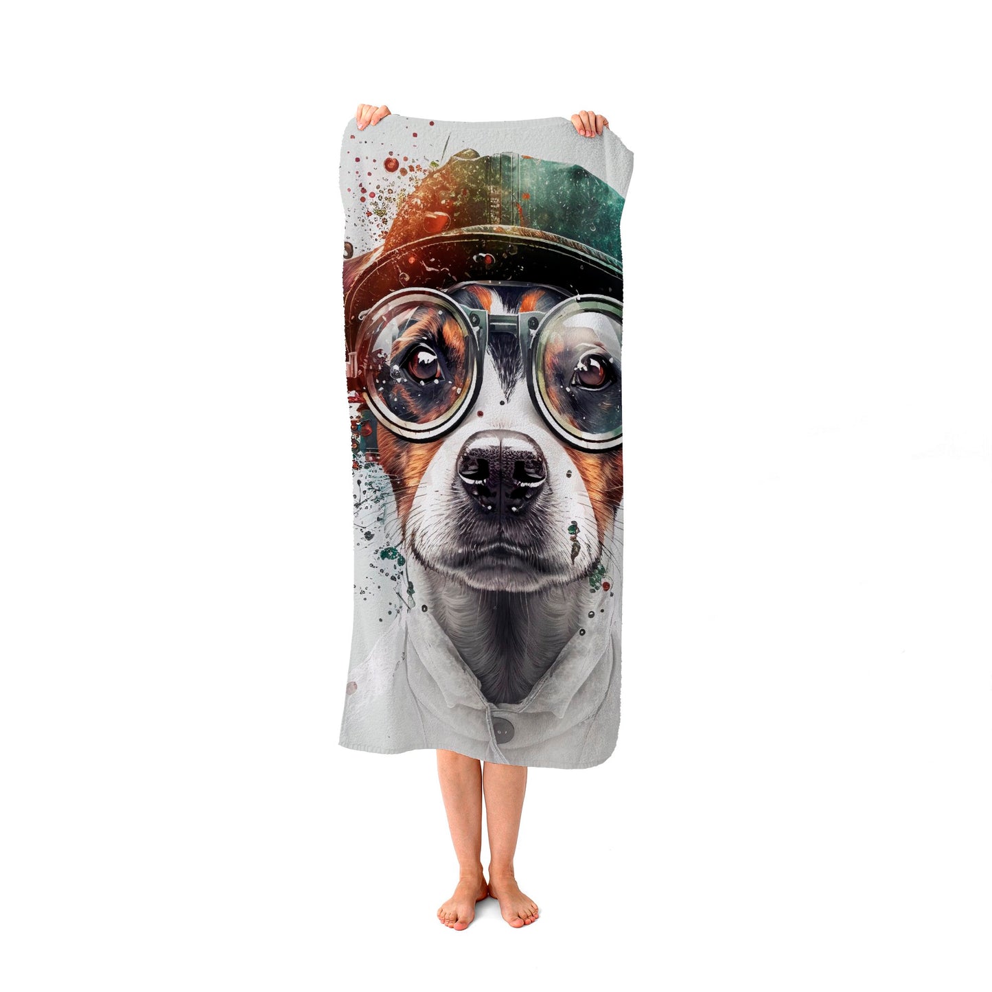 Jack Russell Terrier Dog Splashart Beach Towel