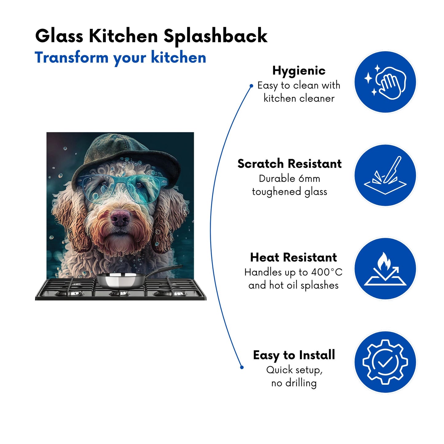 Labradoodle Dog Splashart Kitchen Splashback
