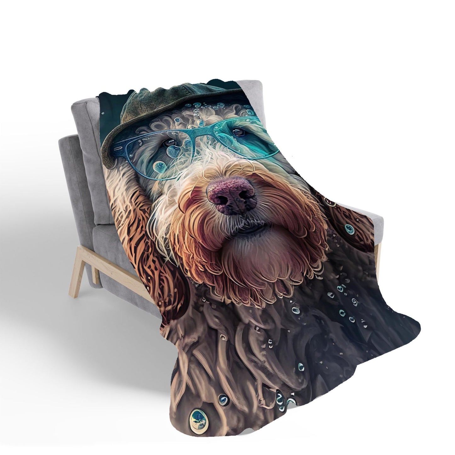 Labradoodle Dog Splashart Sherpa Blanket
