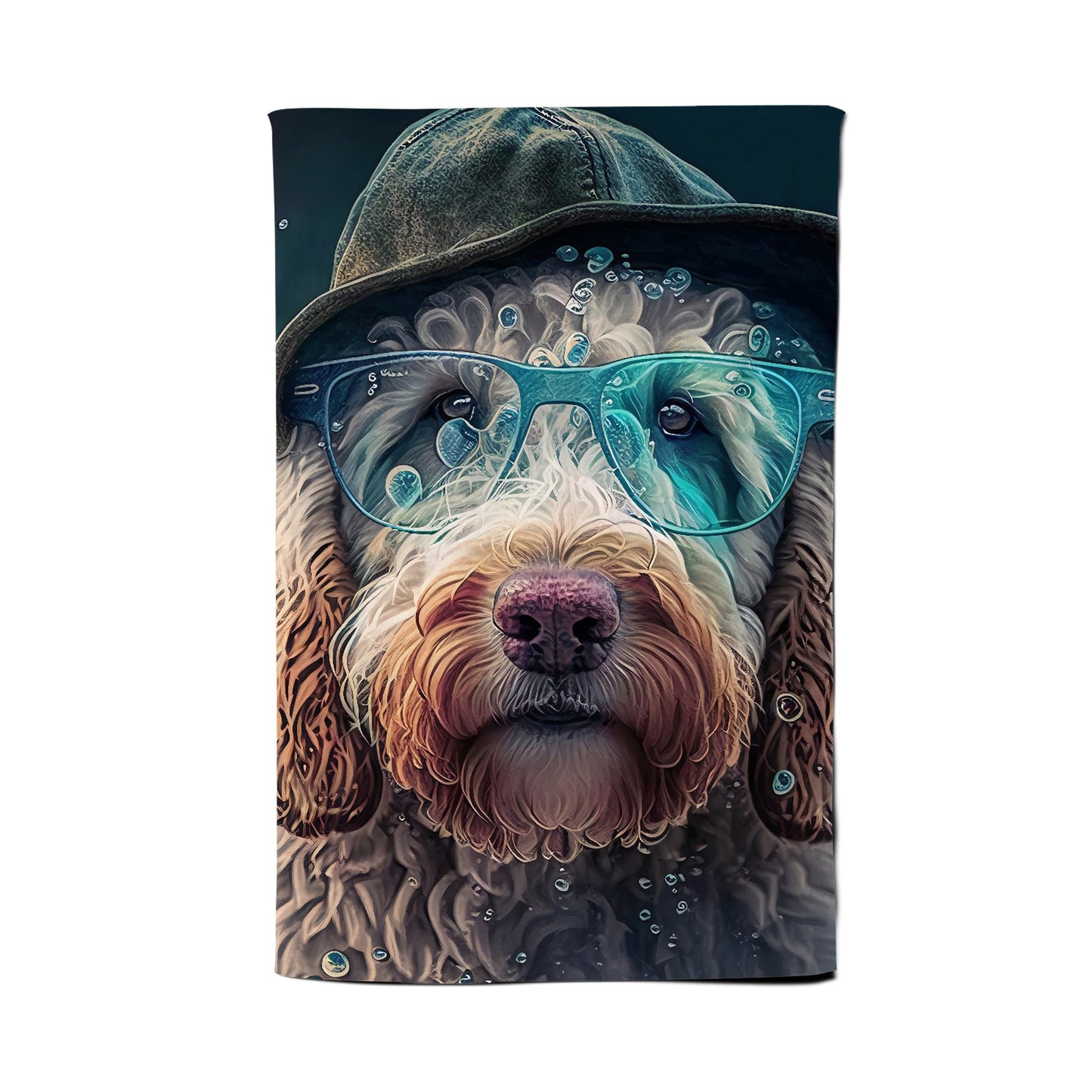 Labradoodle Dog Splashart Tea Towel