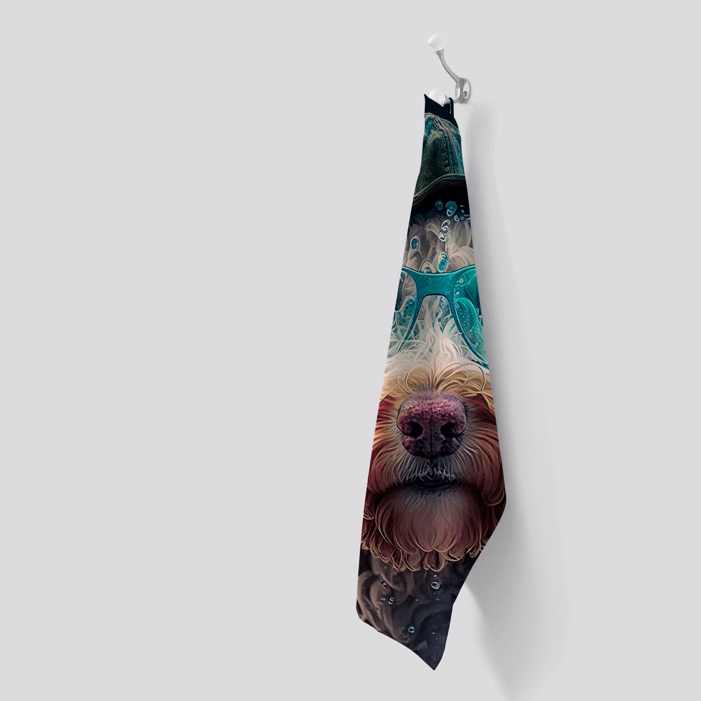 Labradoodle Dog Splashart Tea Towel