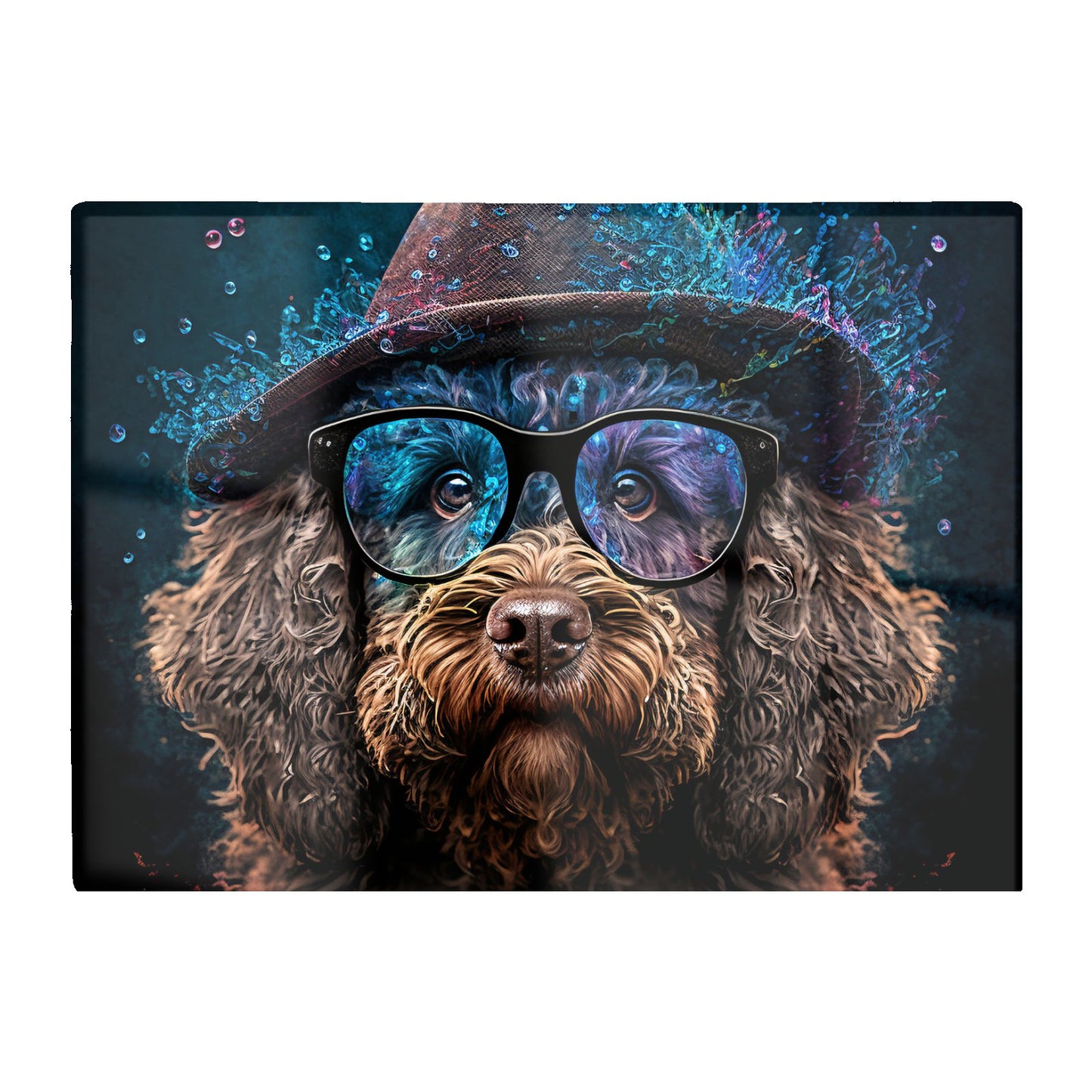 Labradoodle Dog With Glasses Splashart Chopping Board