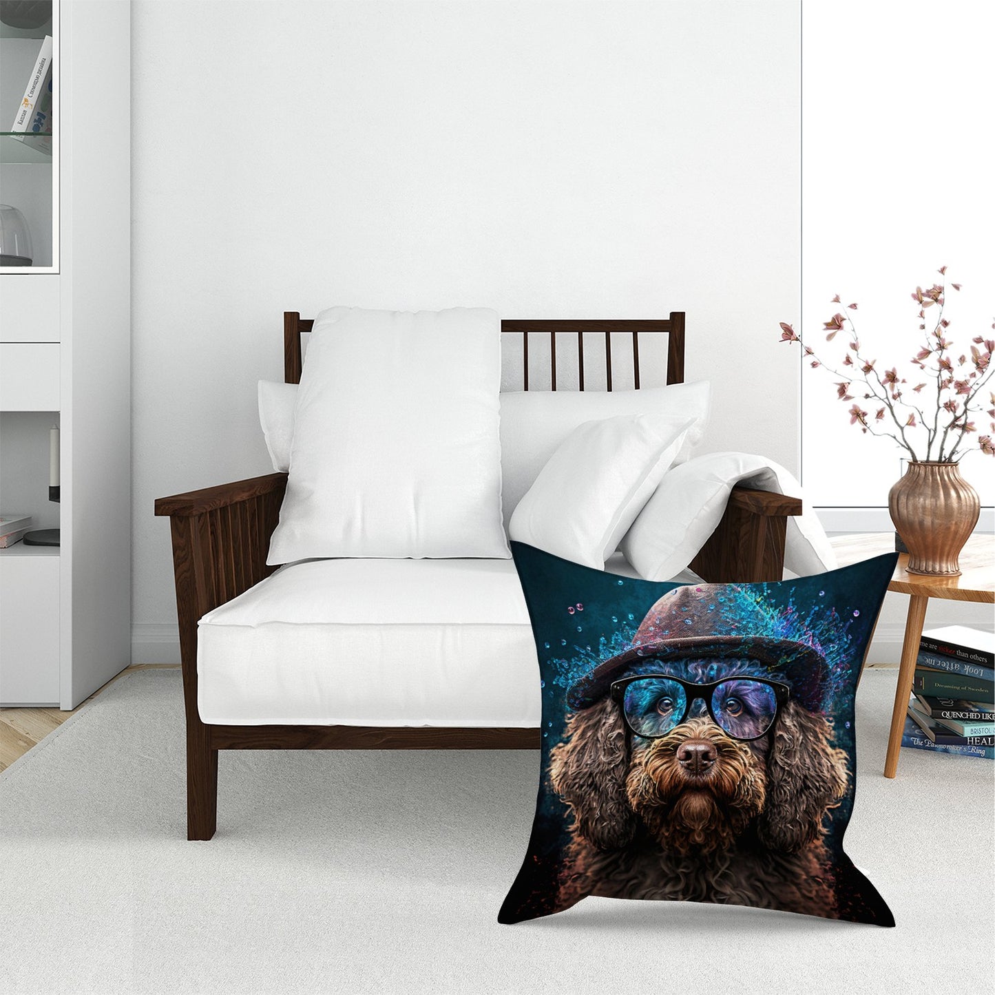 Labradoodle Dog With Glasses Splashart Pet Bed