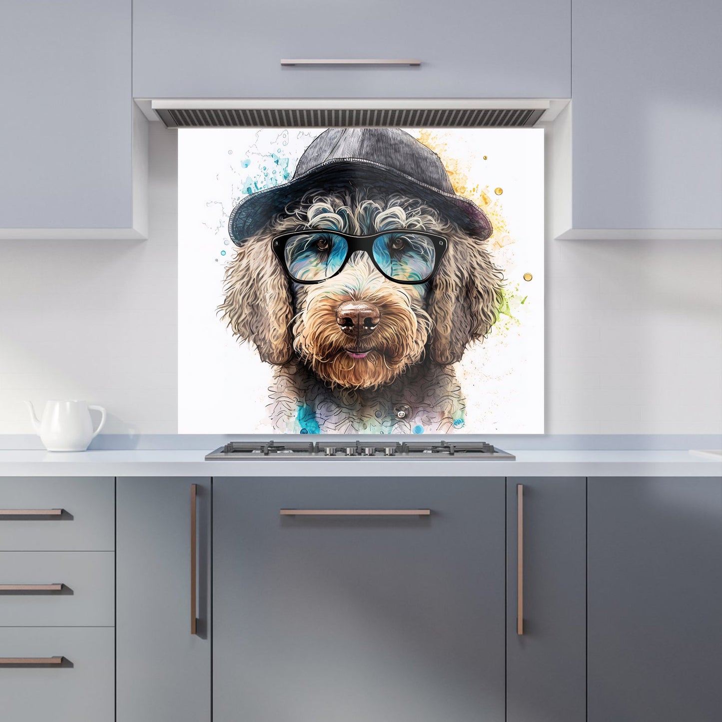Labradoodle Dog Face Splashart Kitchen Splashback