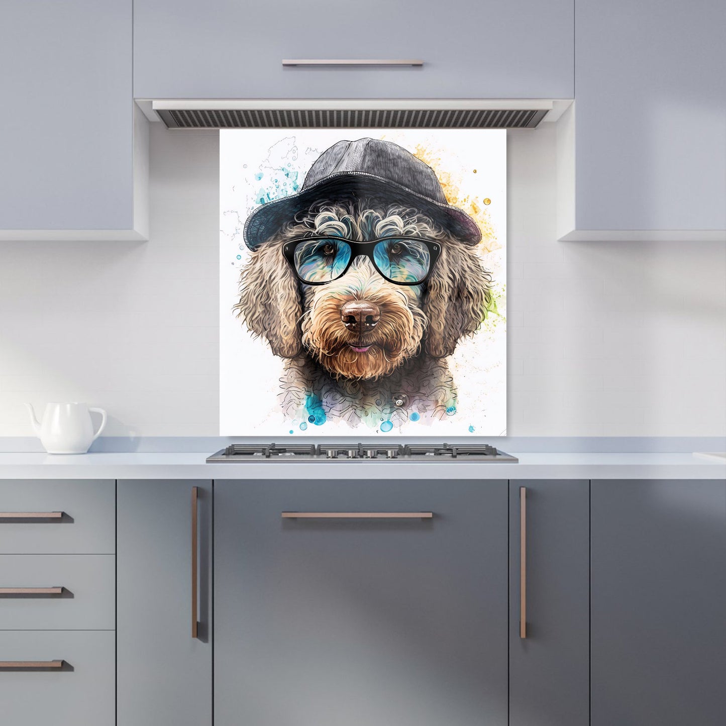 Labradoodle Dog Face Splashart Kitchen Splashback