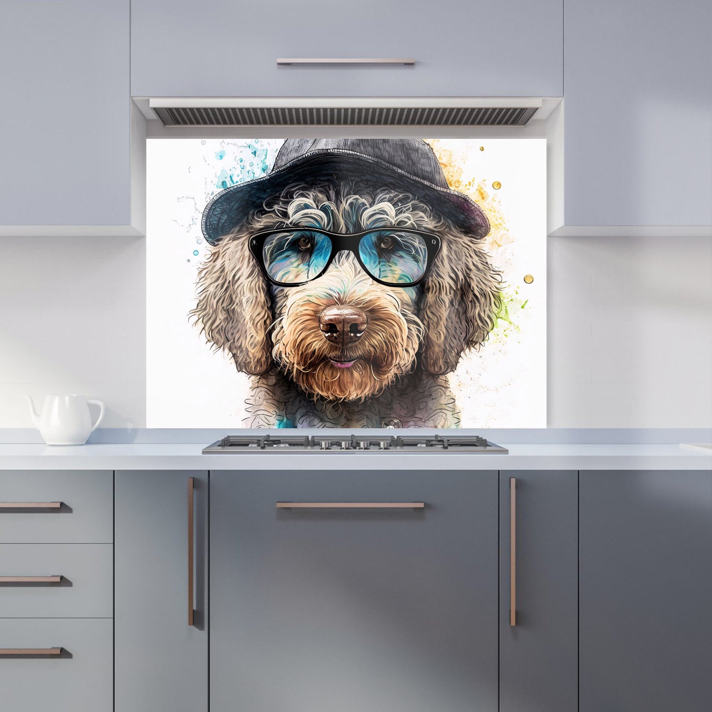 Labradoodle Dog Face Splashart Kitchen Splashback