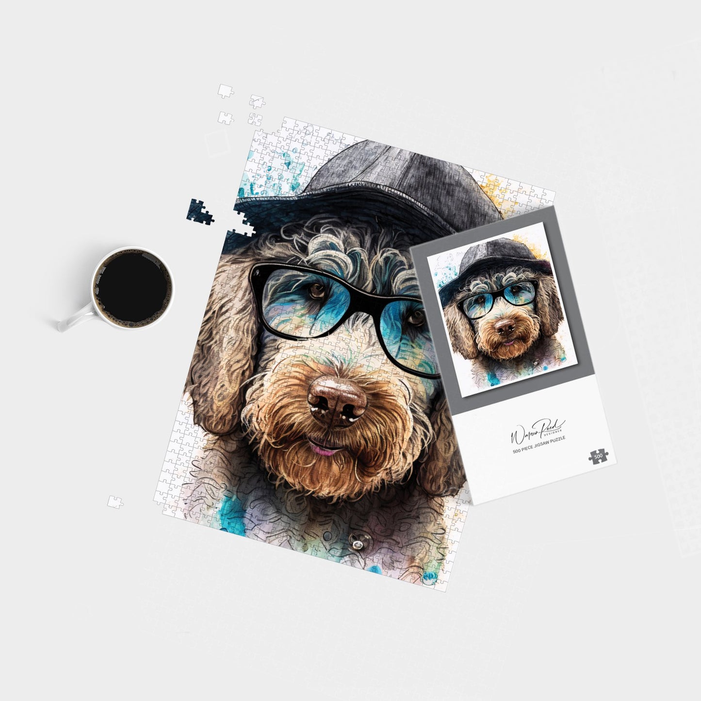 Labradoodle Dog Face Splashart Jigsaw Puzzle