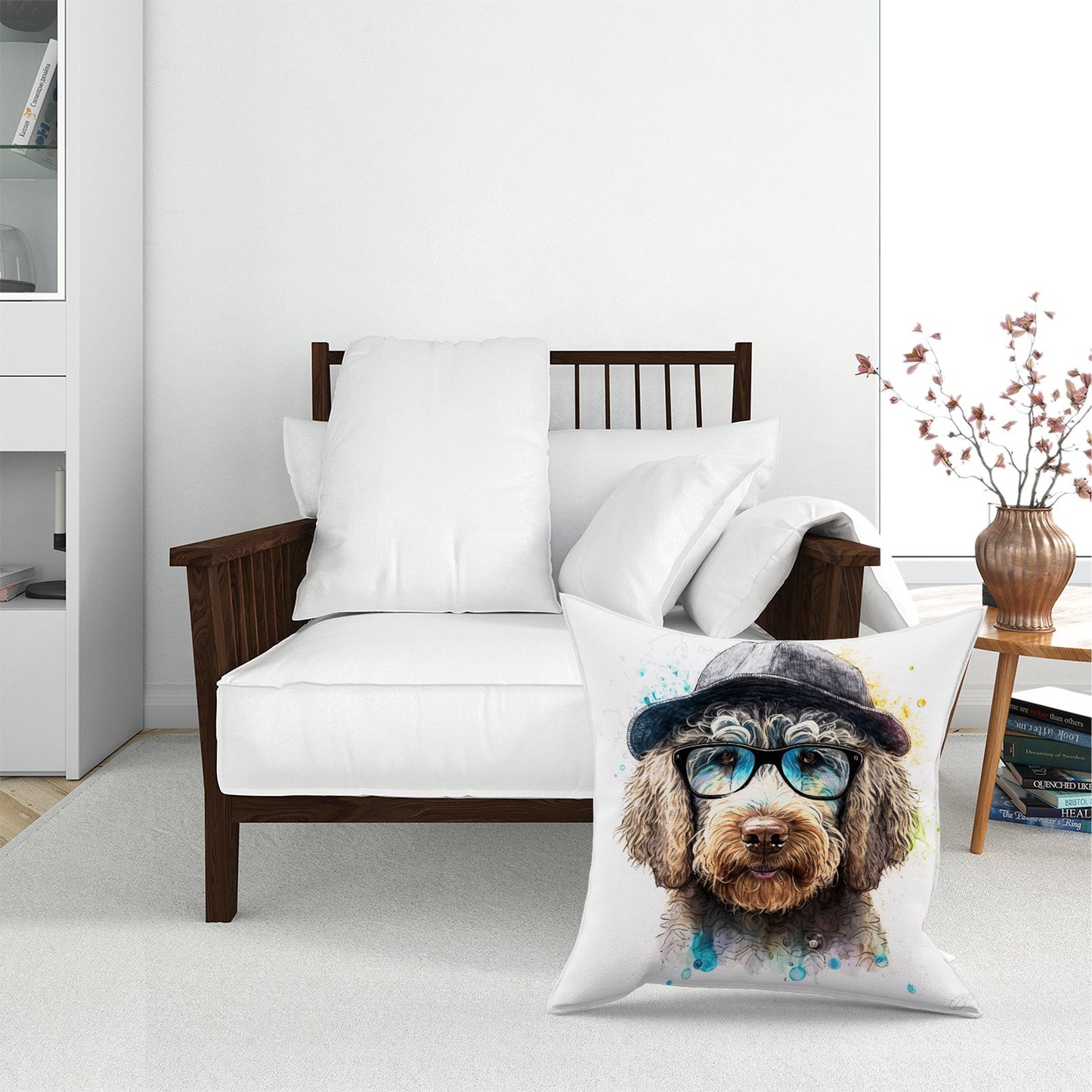 Labradoodle Dog Face Splashart Pet Bed