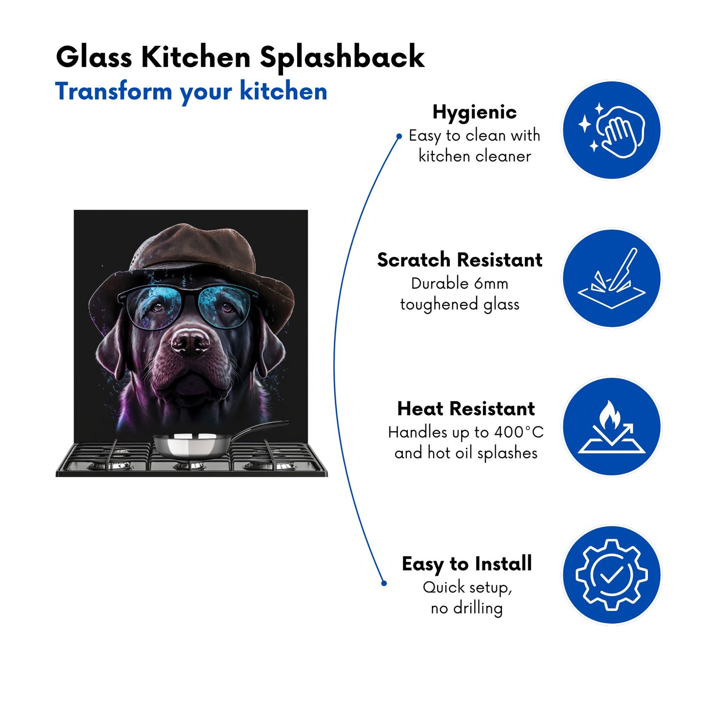 Labrador Retriever Dog Splashart Kitchen Splashback