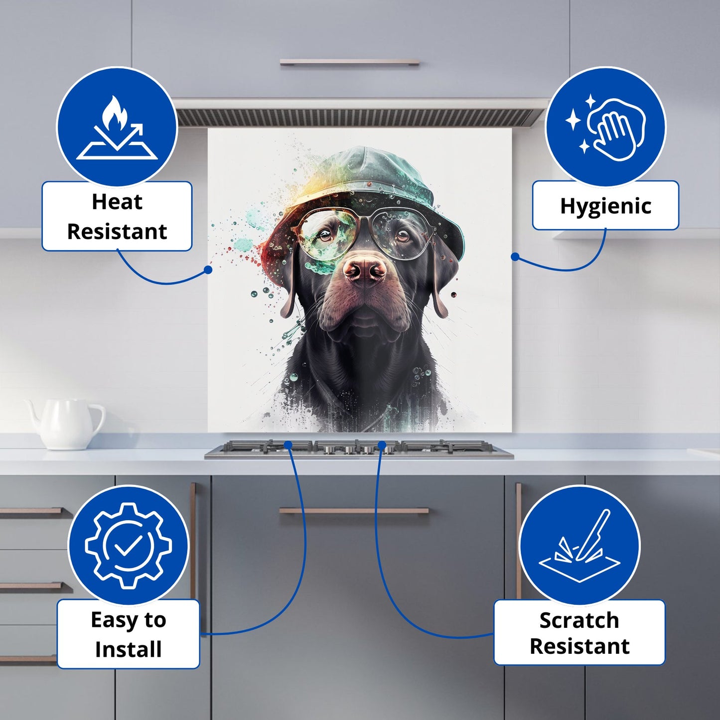 Splashart Labrador Retriever Dog Kitchen Splashback
