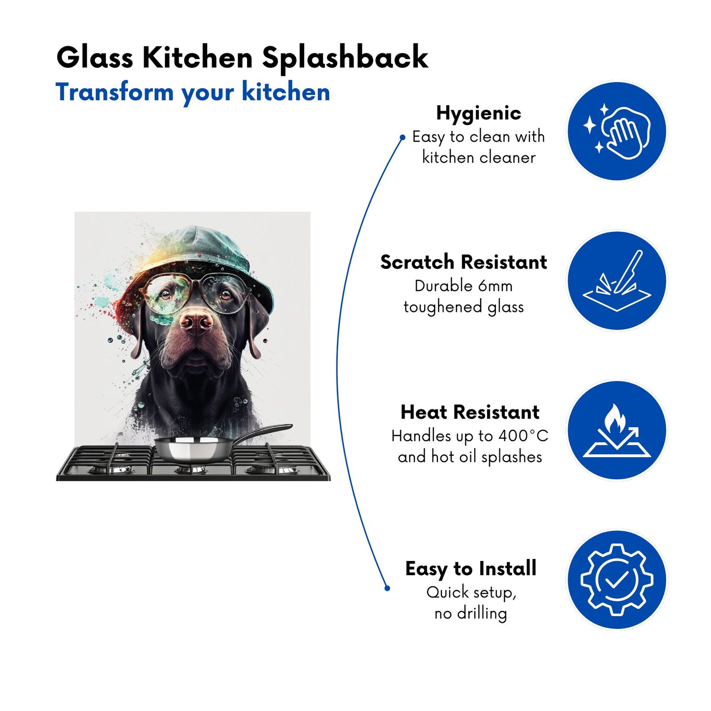 Splashart Labrador Retriever Dog Kitchen Splashback