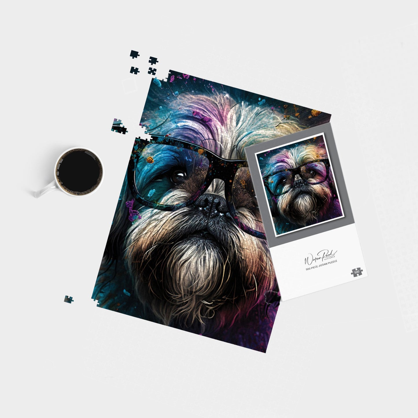 Lharsa Apso Dog Face Splashart Jigsaw Puzzle