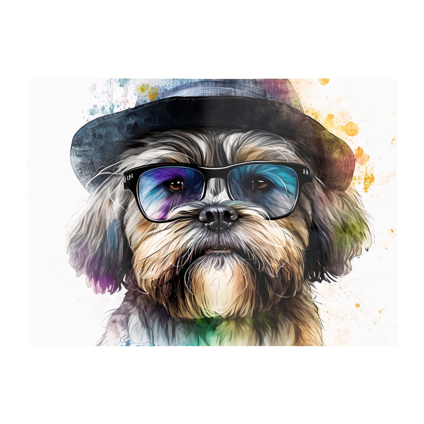 Lhasa Apso Dog With Glasses Splashart Chopping Board