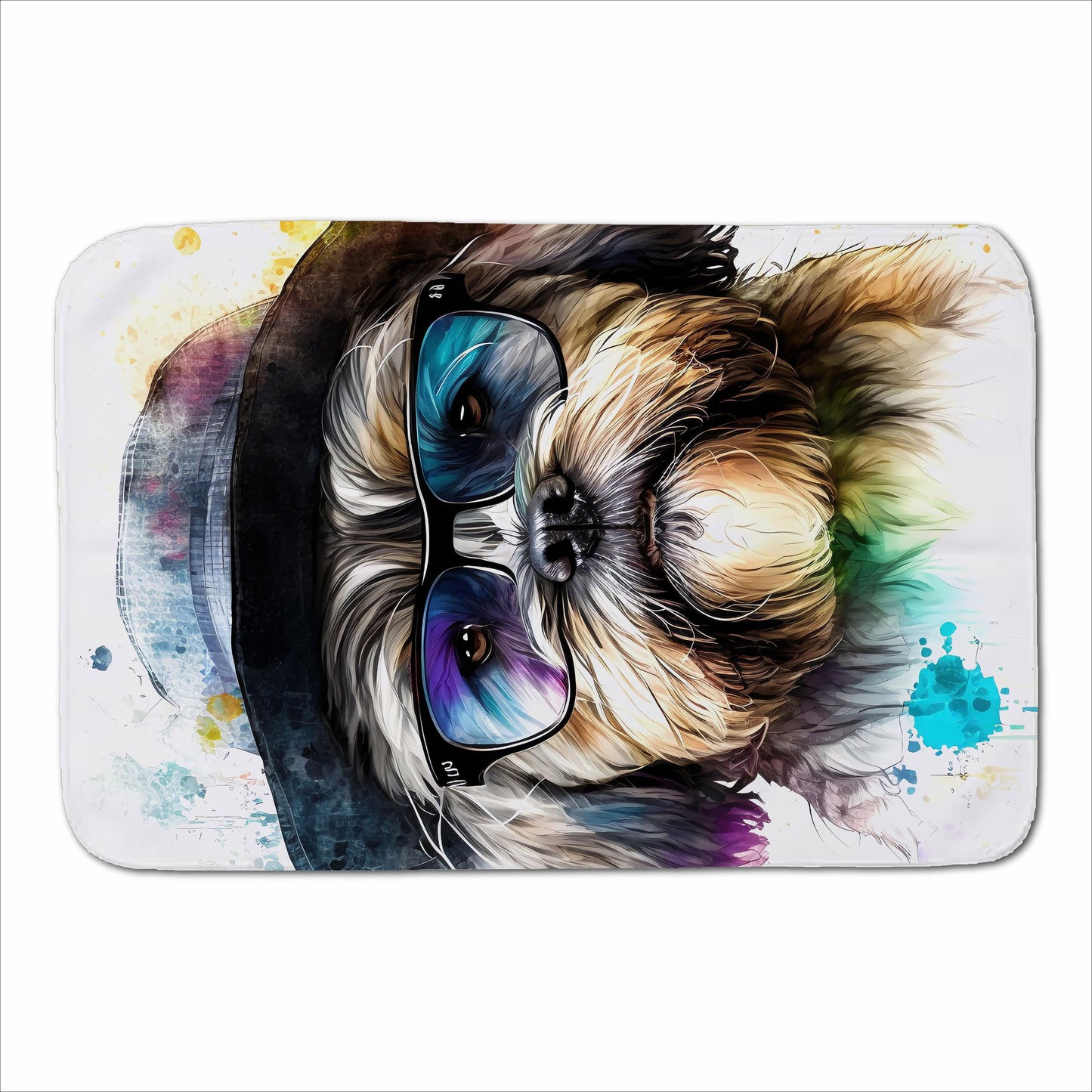 Lhasa Apso Dog With Glasses Splashart Sherpa Blanket