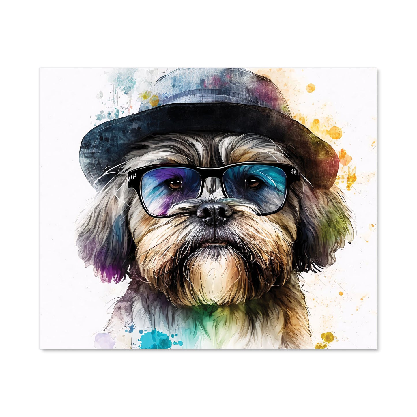 Lhasa Apso Dog With Glasses Splashart Kitchen Splashback