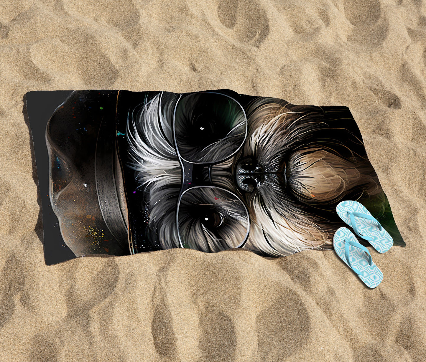 Lhasa Apso Dog Splashart Beach Towel