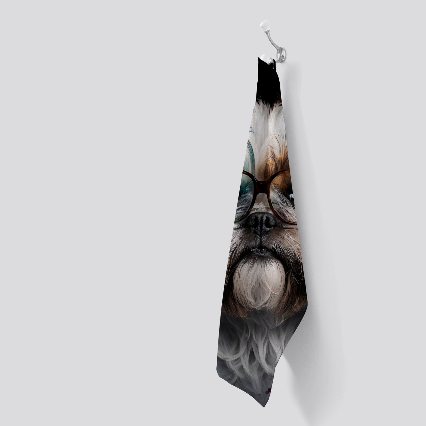 Lhasa Apso With Glasses Splashart Tea Towel