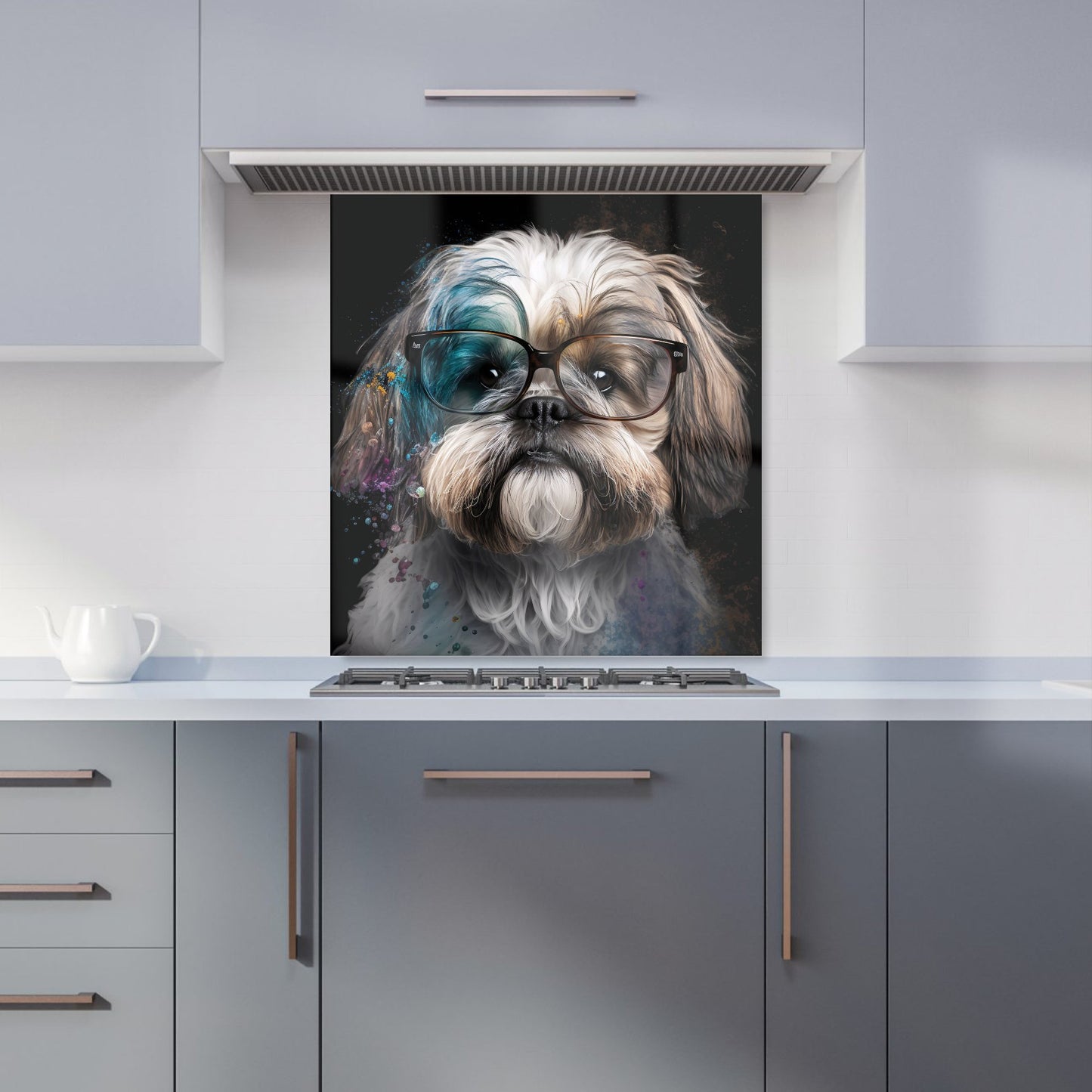 Lhasa Apso With Glasses Splashart Kitchen Splashback