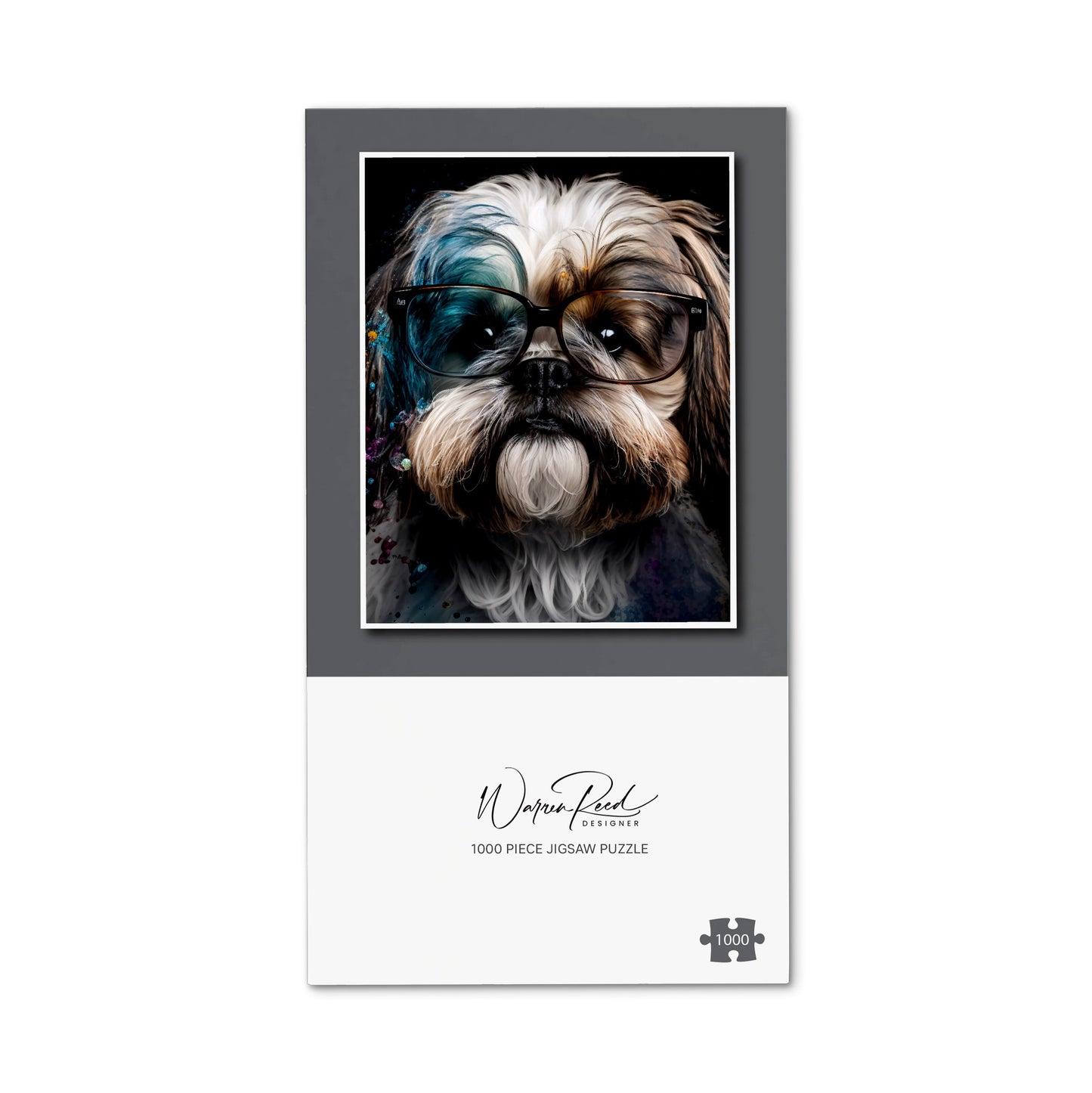 Lhasa Apso With Glasses Splashart Jigsaw Puzzle