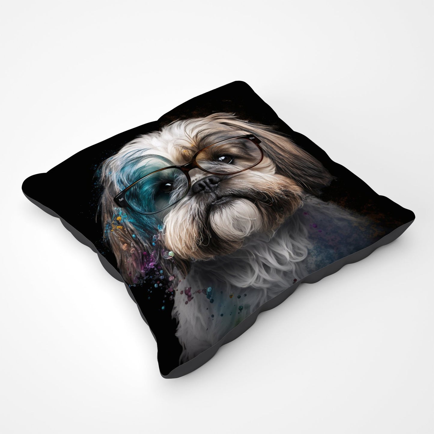 Lhasa Apso With Glasses Splashart Pet Bed