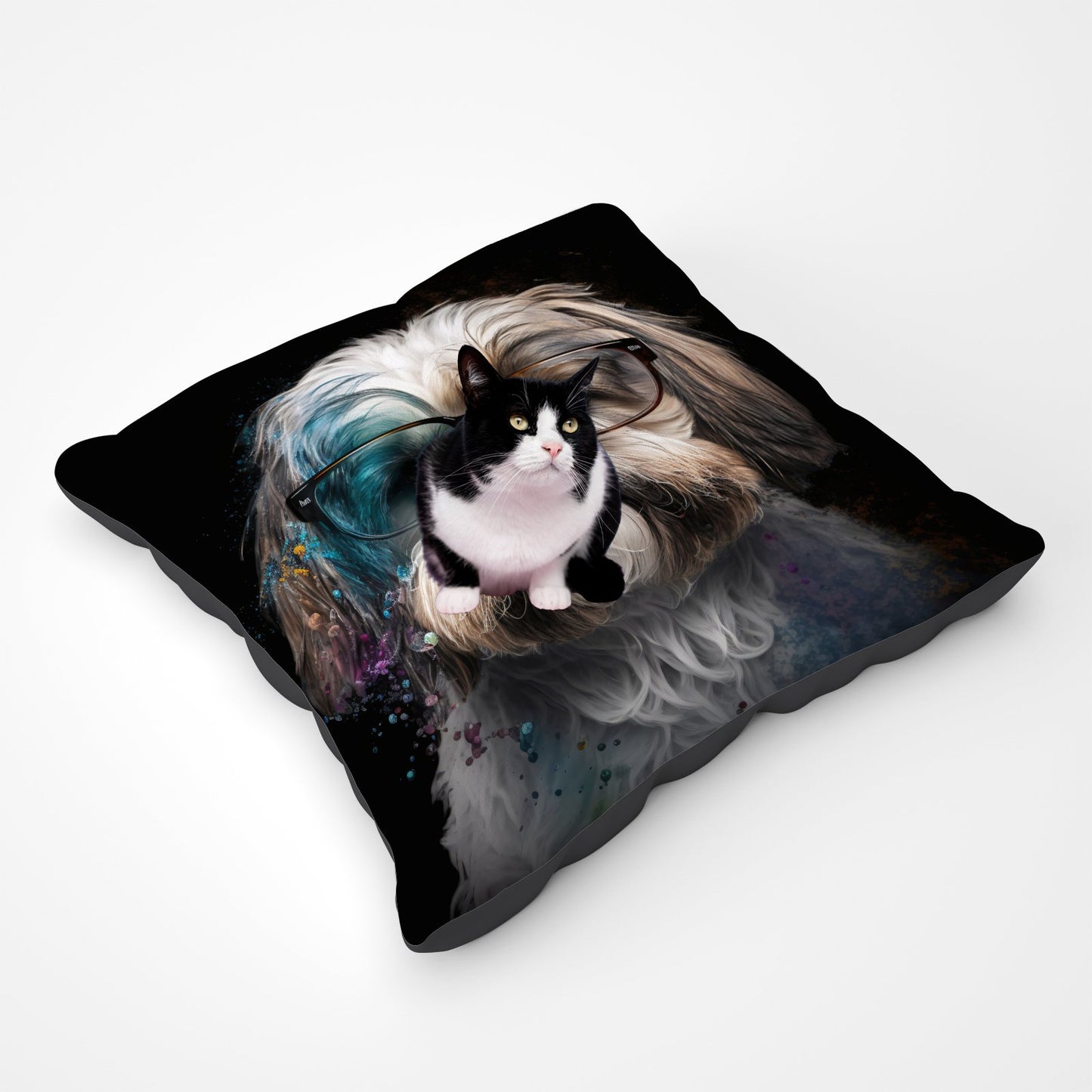 Lhasa Apso With Glasses Splashart Pet Bed