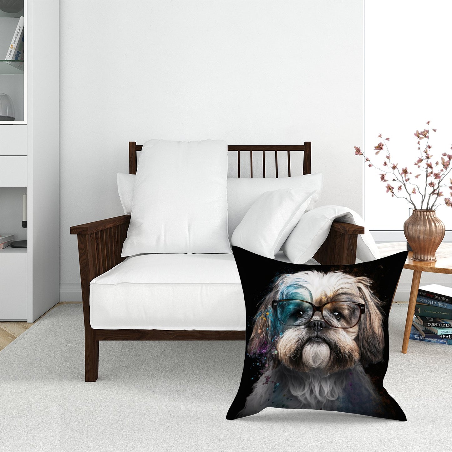 Lhasa Apso With Glasses Splashart Pet Bed