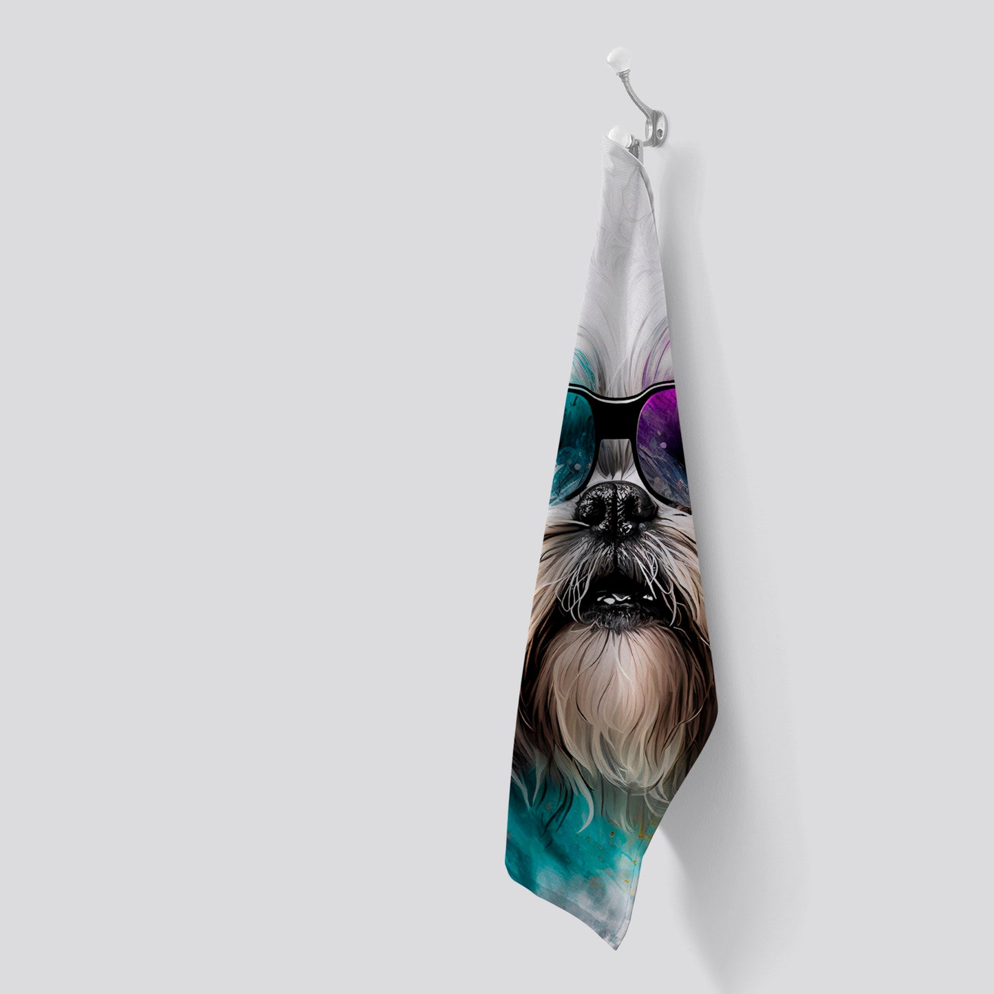 Lhasa Apso Face Glasses Splashart Tea Towel