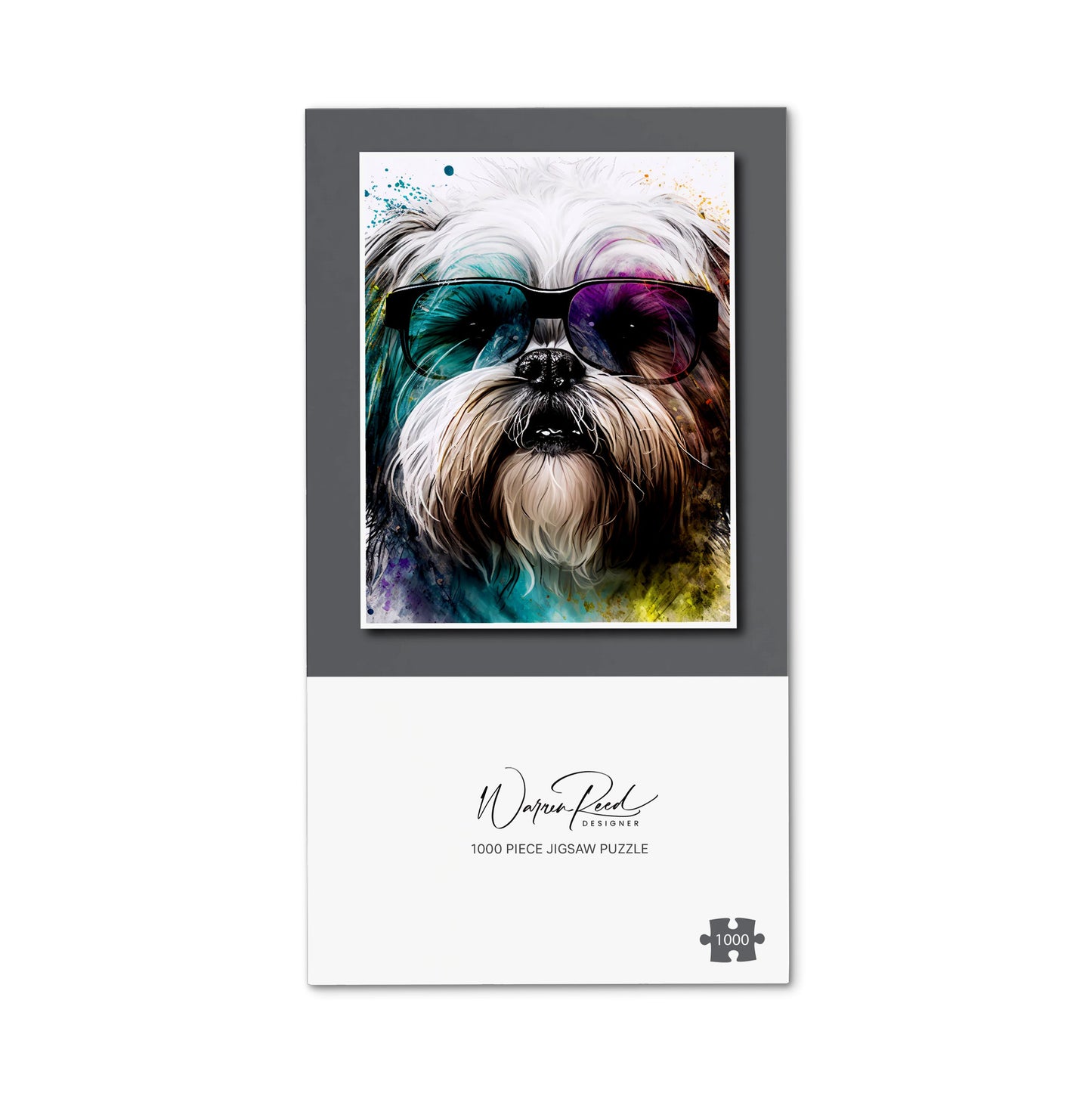Lhasa Apso Face Glasses Splashart Jigsaw Puzzle