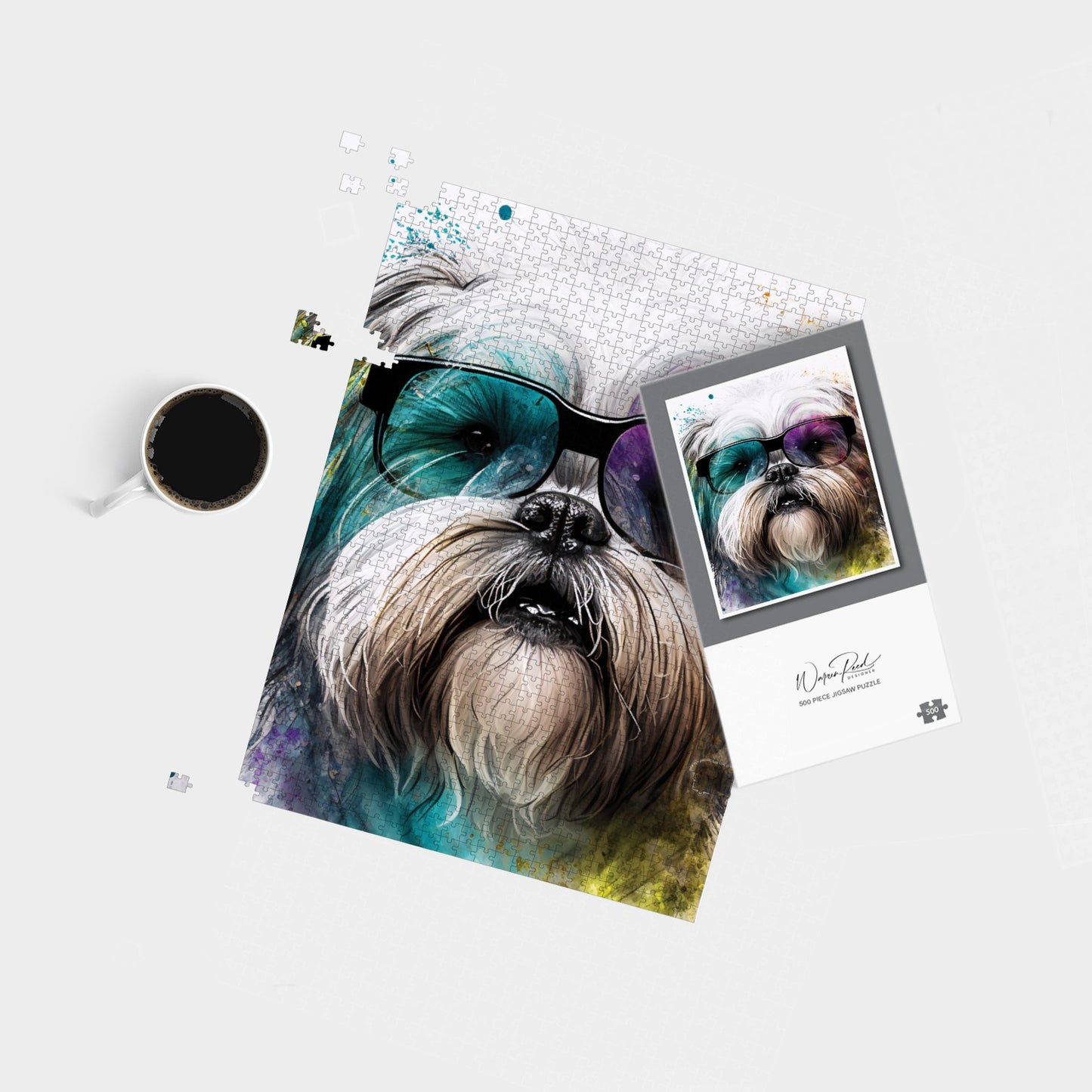 Lhasa Apso Face Glasses Splashart Jigsaw Puzzle