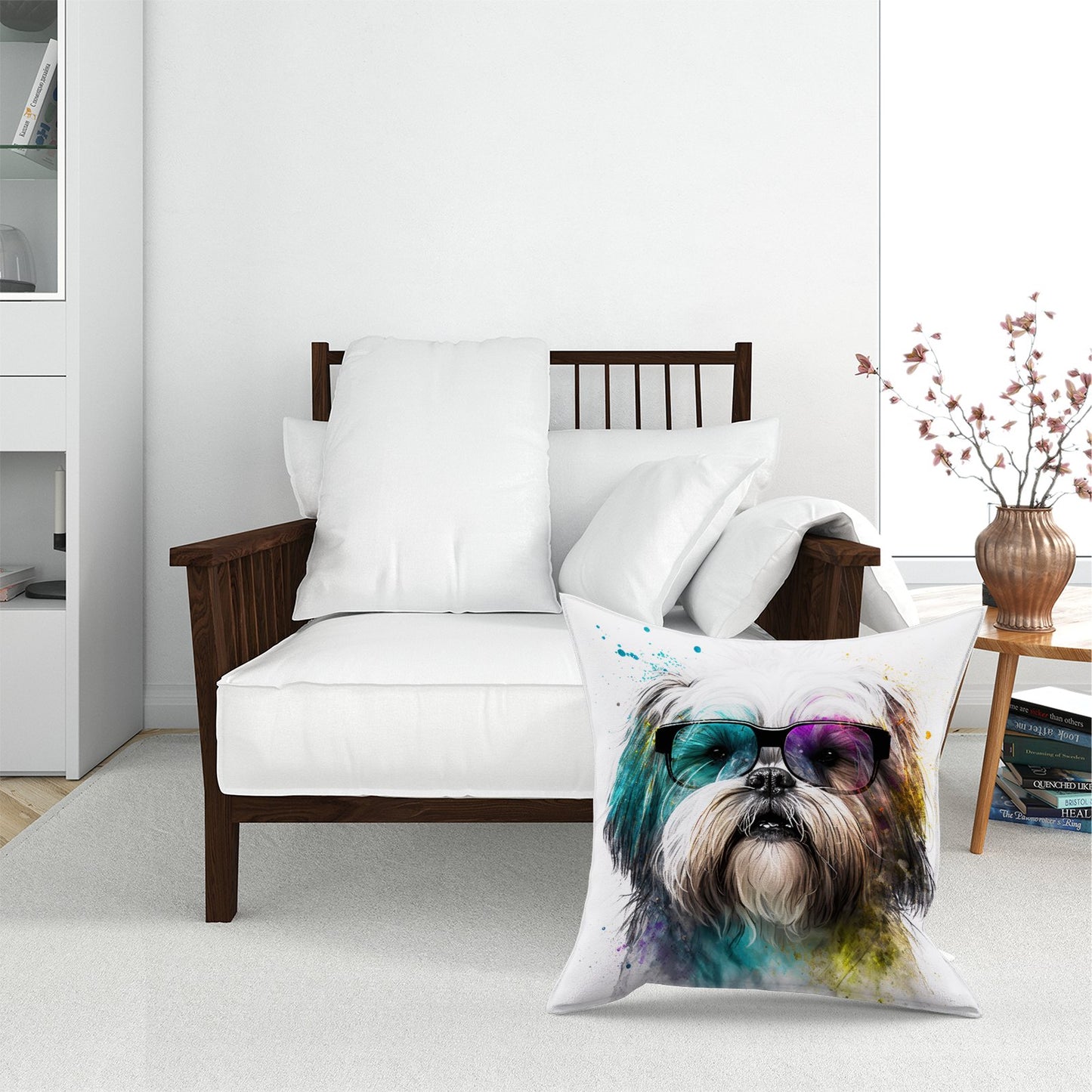 Lhasa Apso Face Glasses Splashart Pet Bed