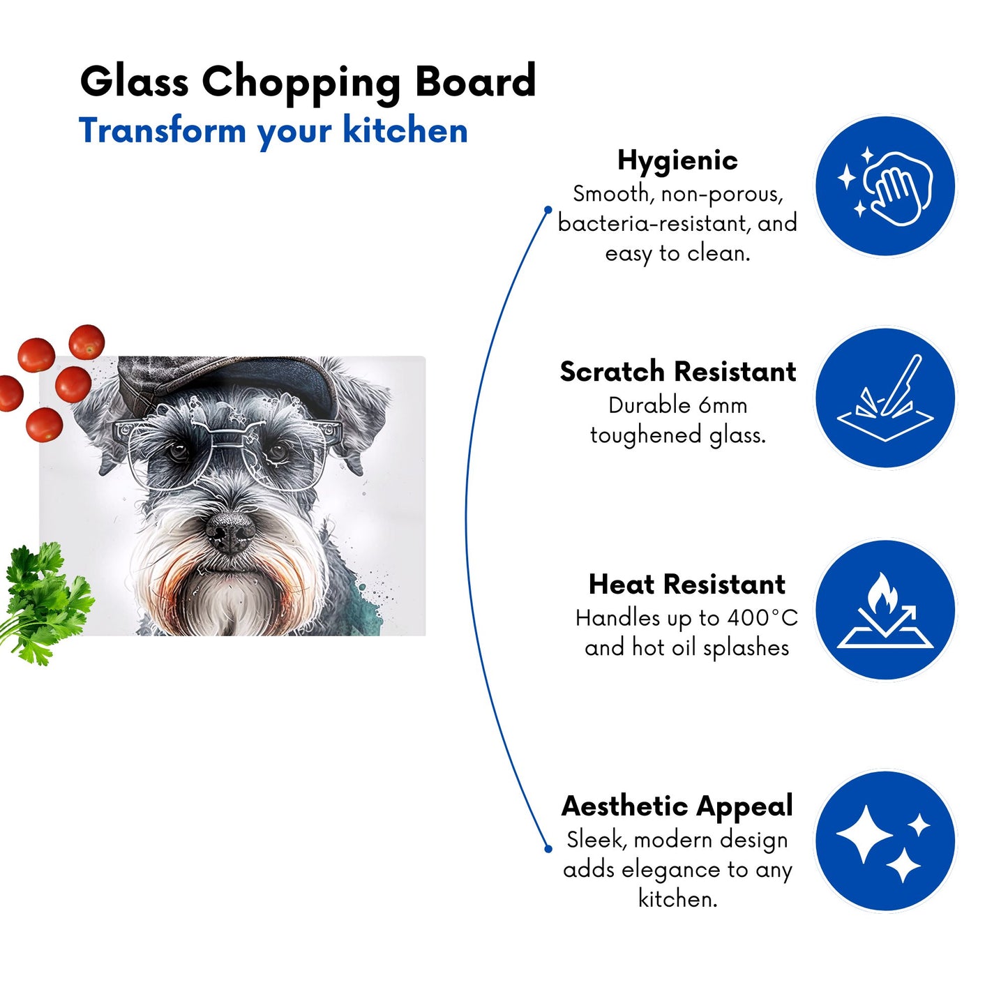 Miniature Schnauzer Dog Splashart Chopping Board