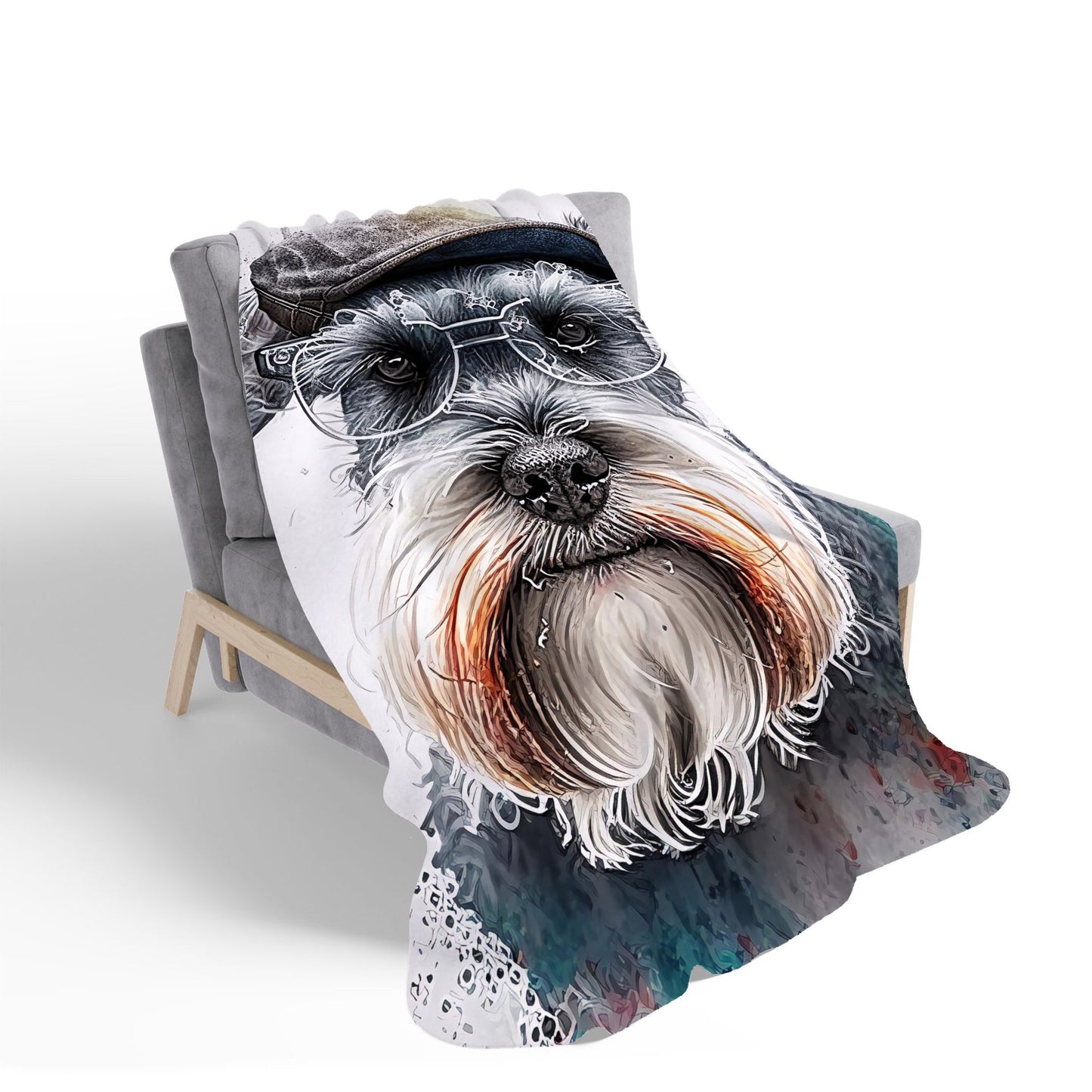 Miniature Schnauzer Dog Splashart Sherpa Blanket