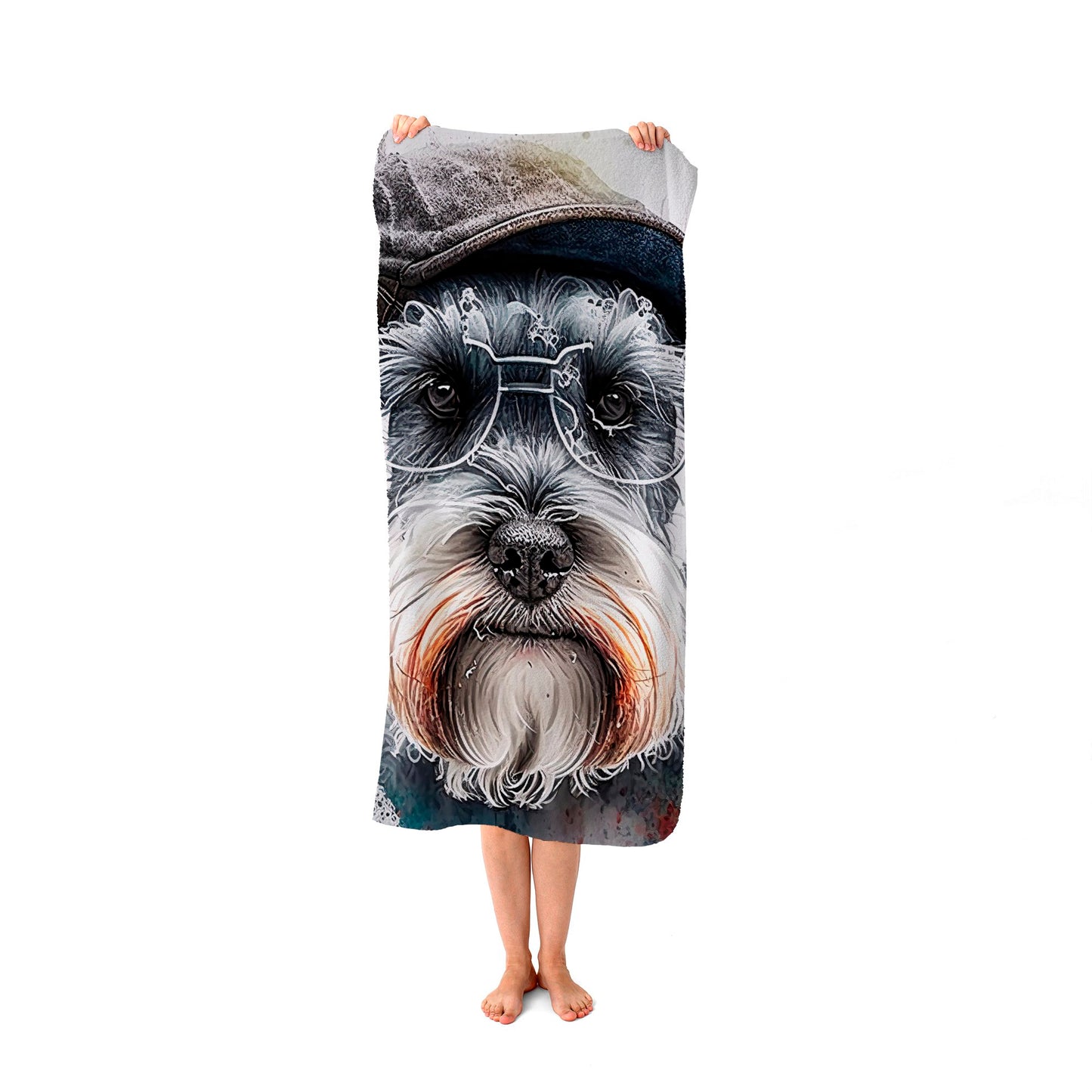 Miniature Schnauzer Dog Splashart Beach Towel