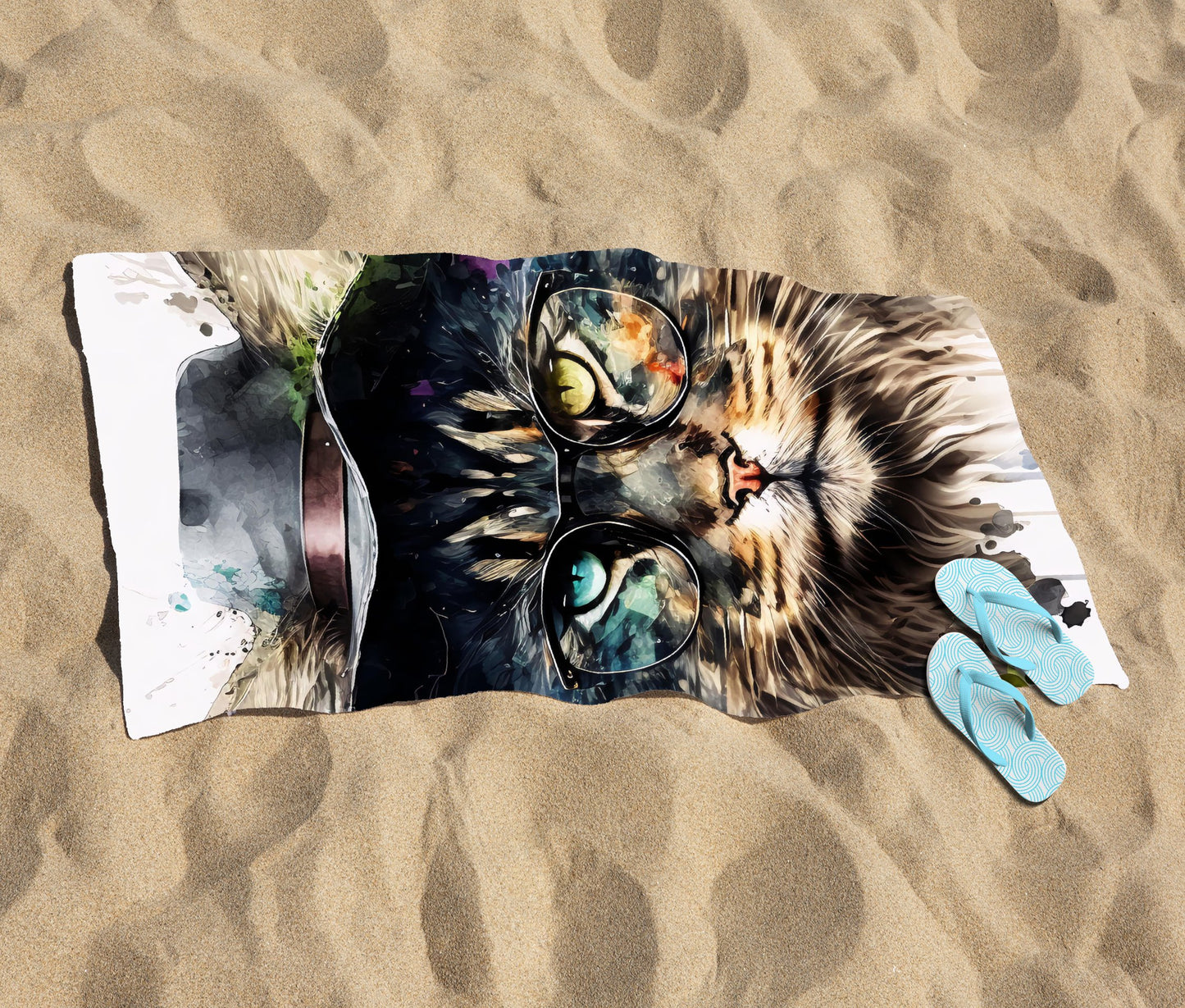 Norwegian Forest Cat Splashart Beach Towel