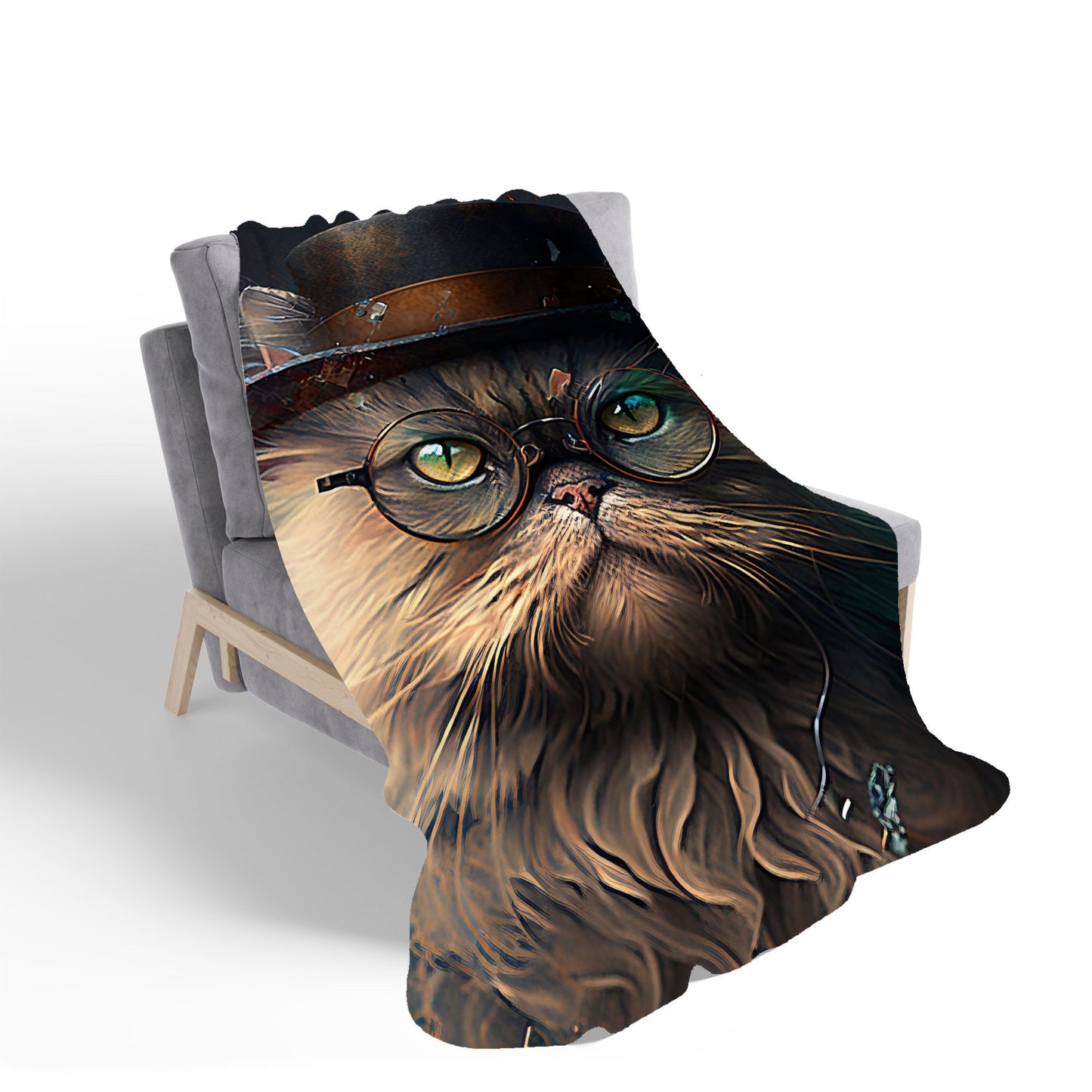Persian Cat With Glasses Splashart Sherpa Blanket