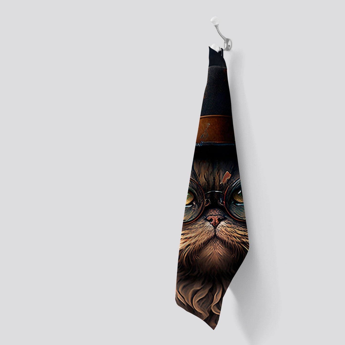 Persian Cat With Glasses Splashart Tea Towel