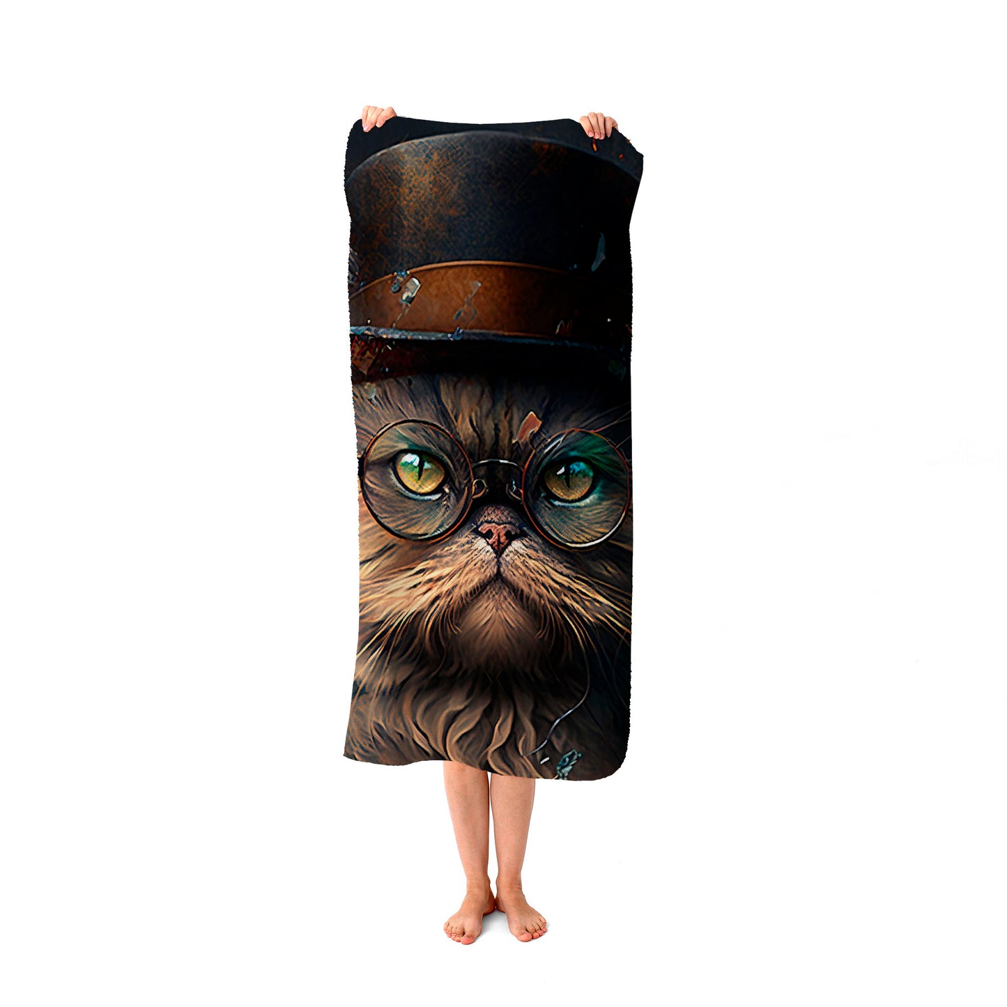 Persian Cat With Glasses Splashart Beach Towel
