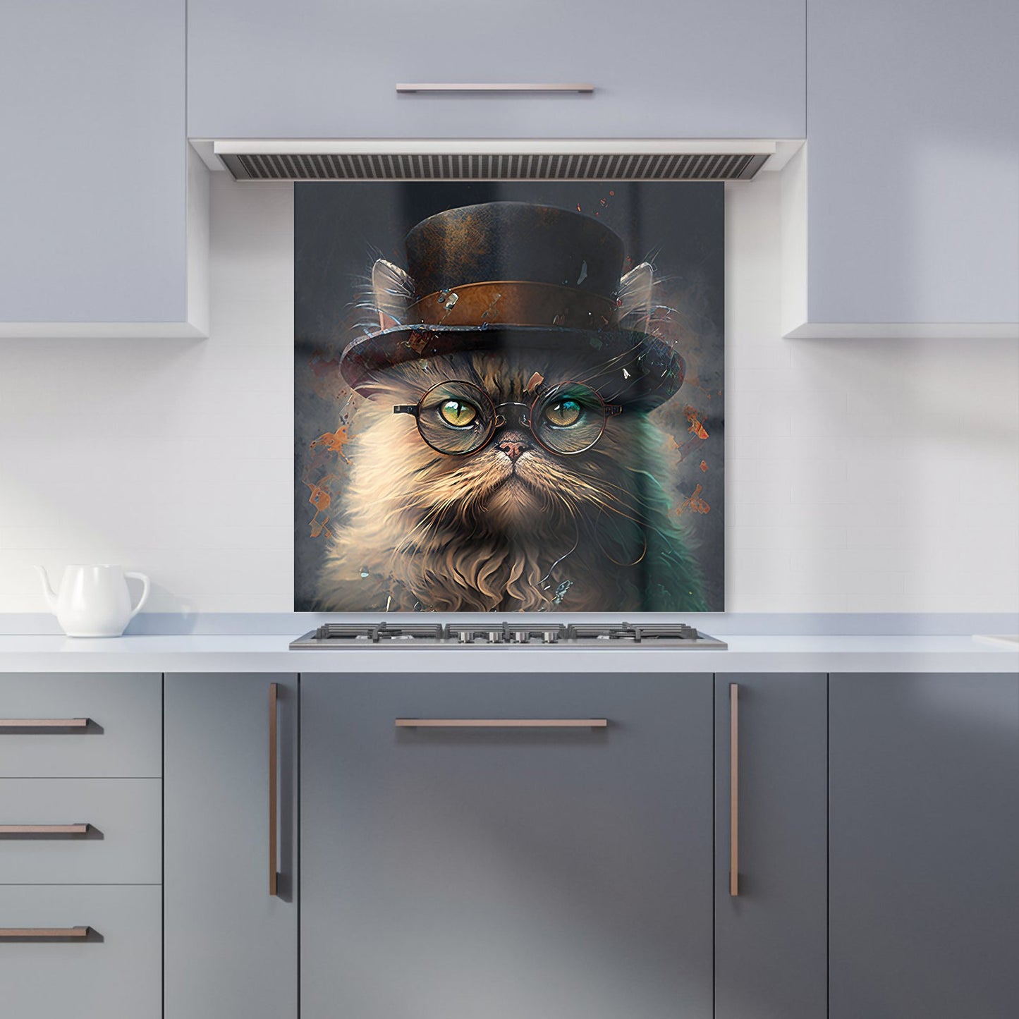 Persian Cat With Glasses Splashart Kitchen Splashback