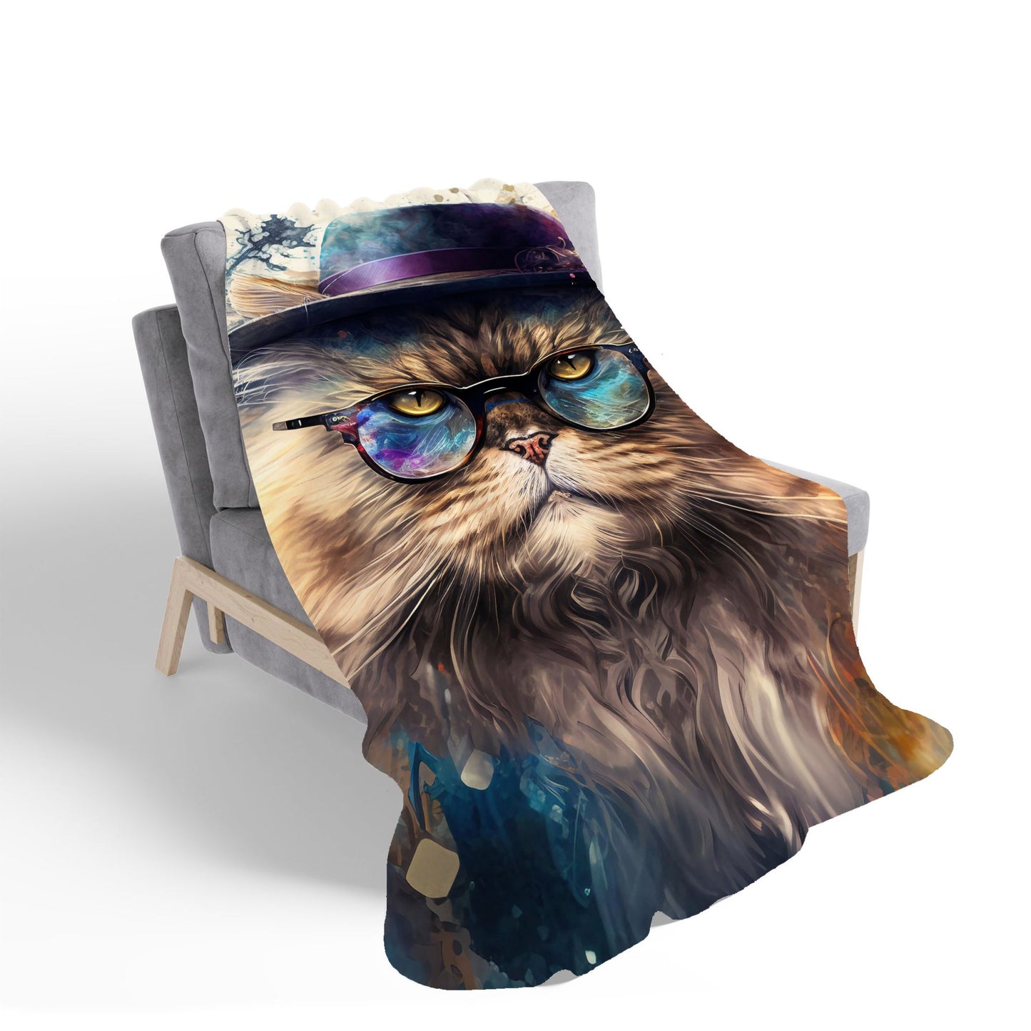 Persian Cat Splashart Sherpa Blanket