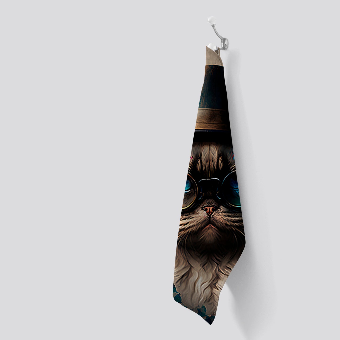 Ragdoll Cat With Glasses Splashart Tea Towel
