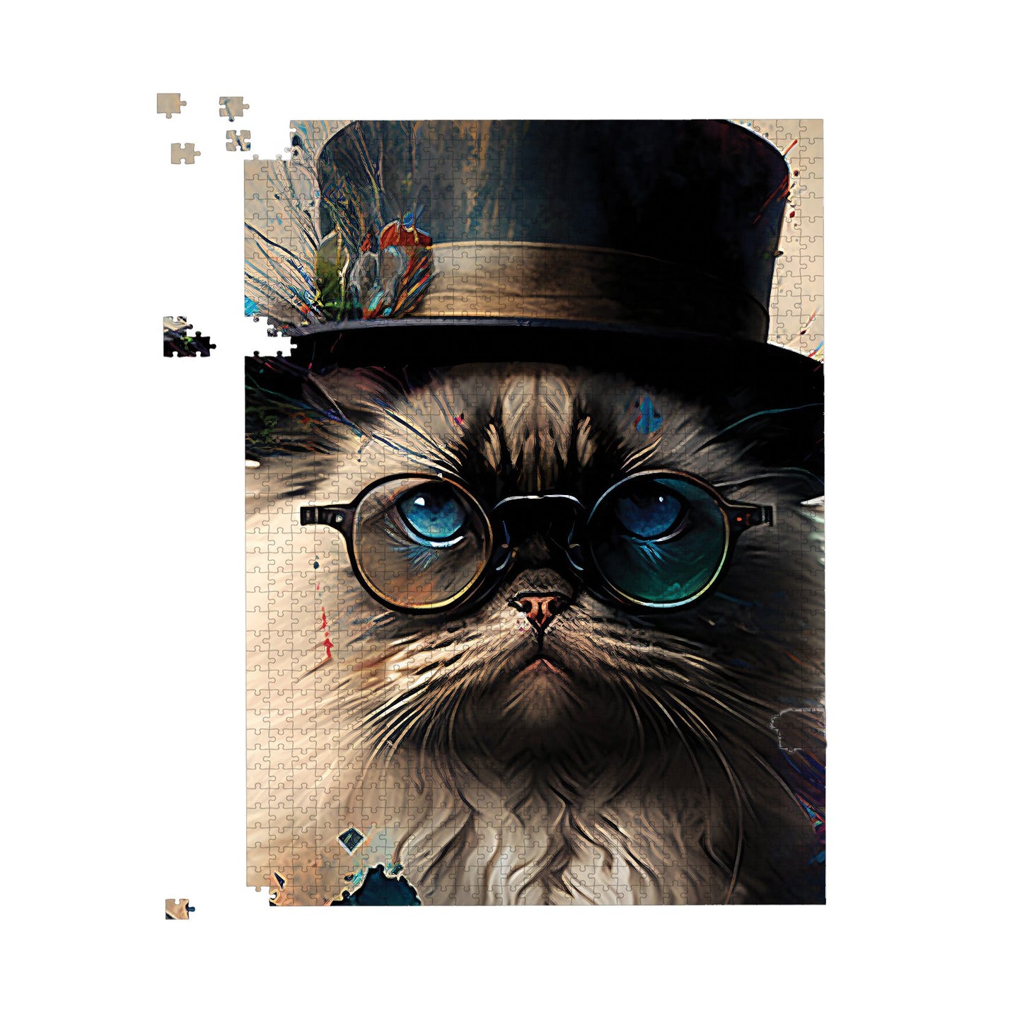 Ragdoll Cat With Glasses Splashart Jigsaw Puzzle