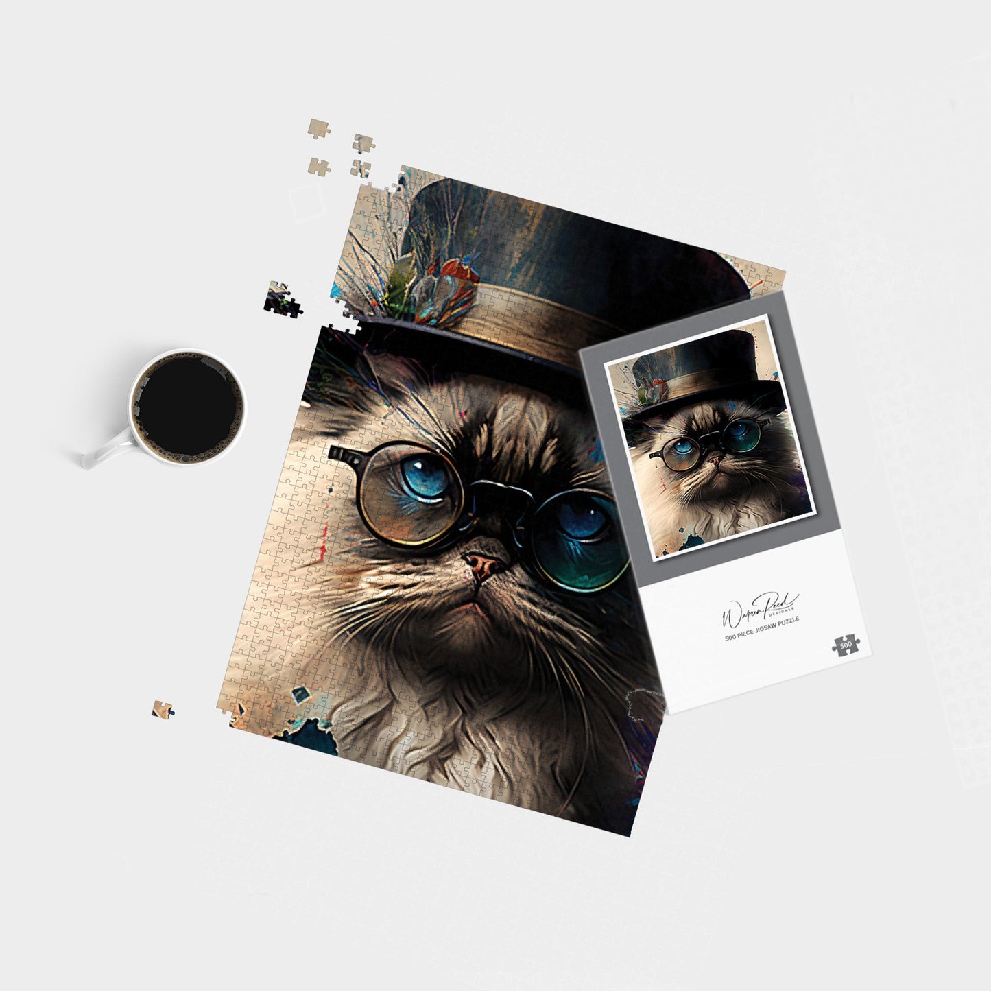 Ragdoll Cat With Glasses Splashart Jigsaw Puzzle