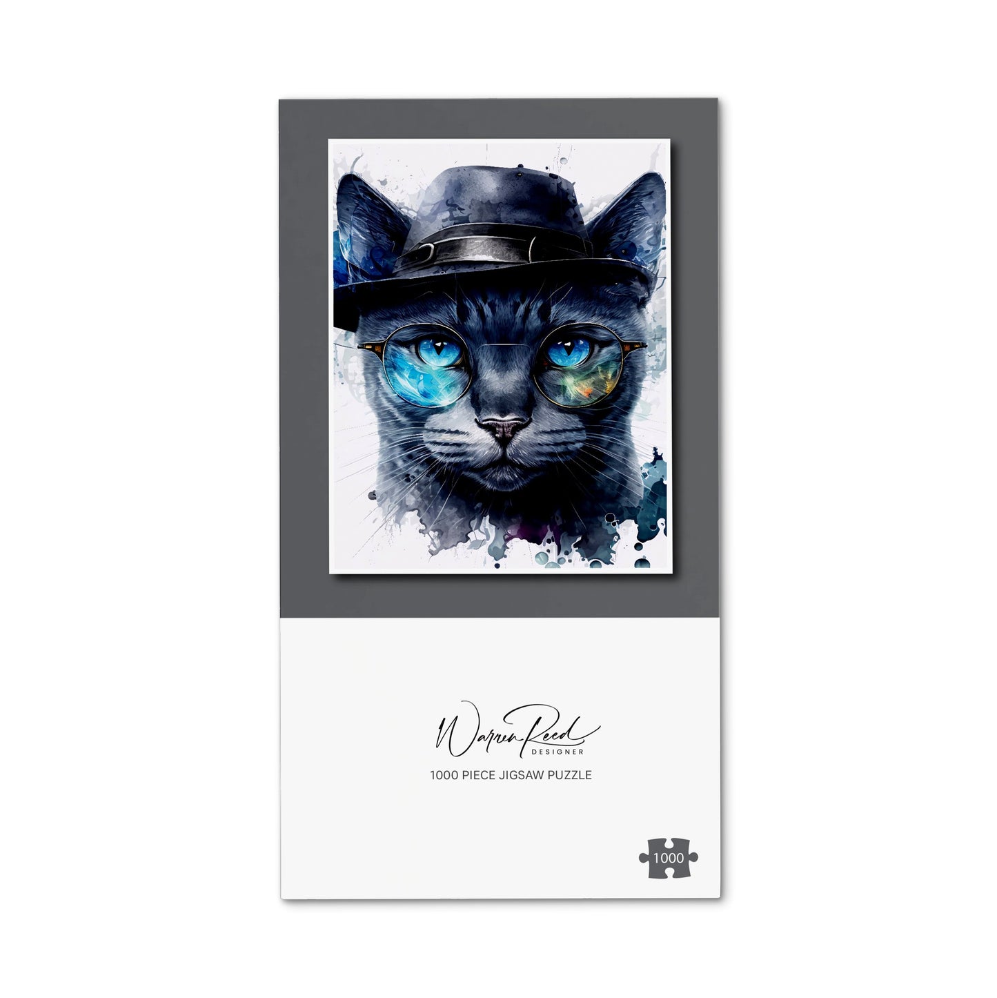 Russian Blue Cat With Glasses Splashart Jigsaw Puzzle
