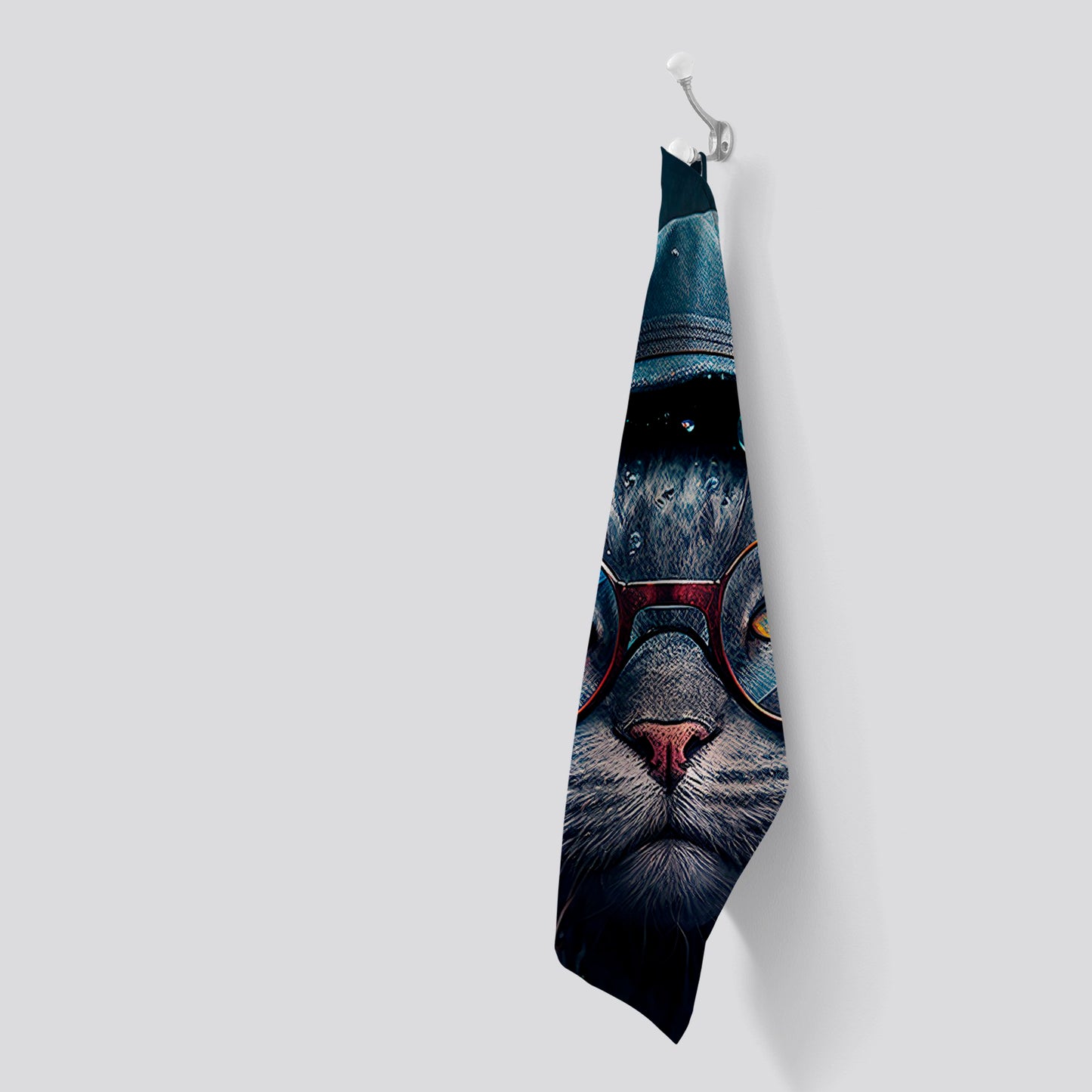 Russian Blue Cat Splashart Tea Towel