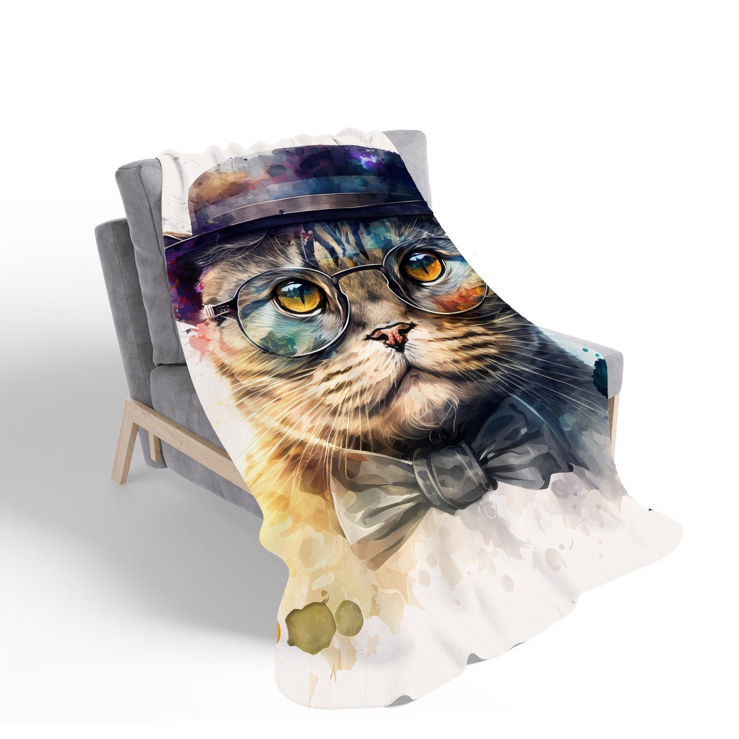 Scottish Fold Cat Splashart Sherpa Blanket
