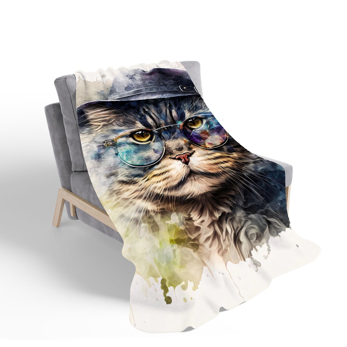 Selkirk Rex Cat Splashart Sherpa Blanket