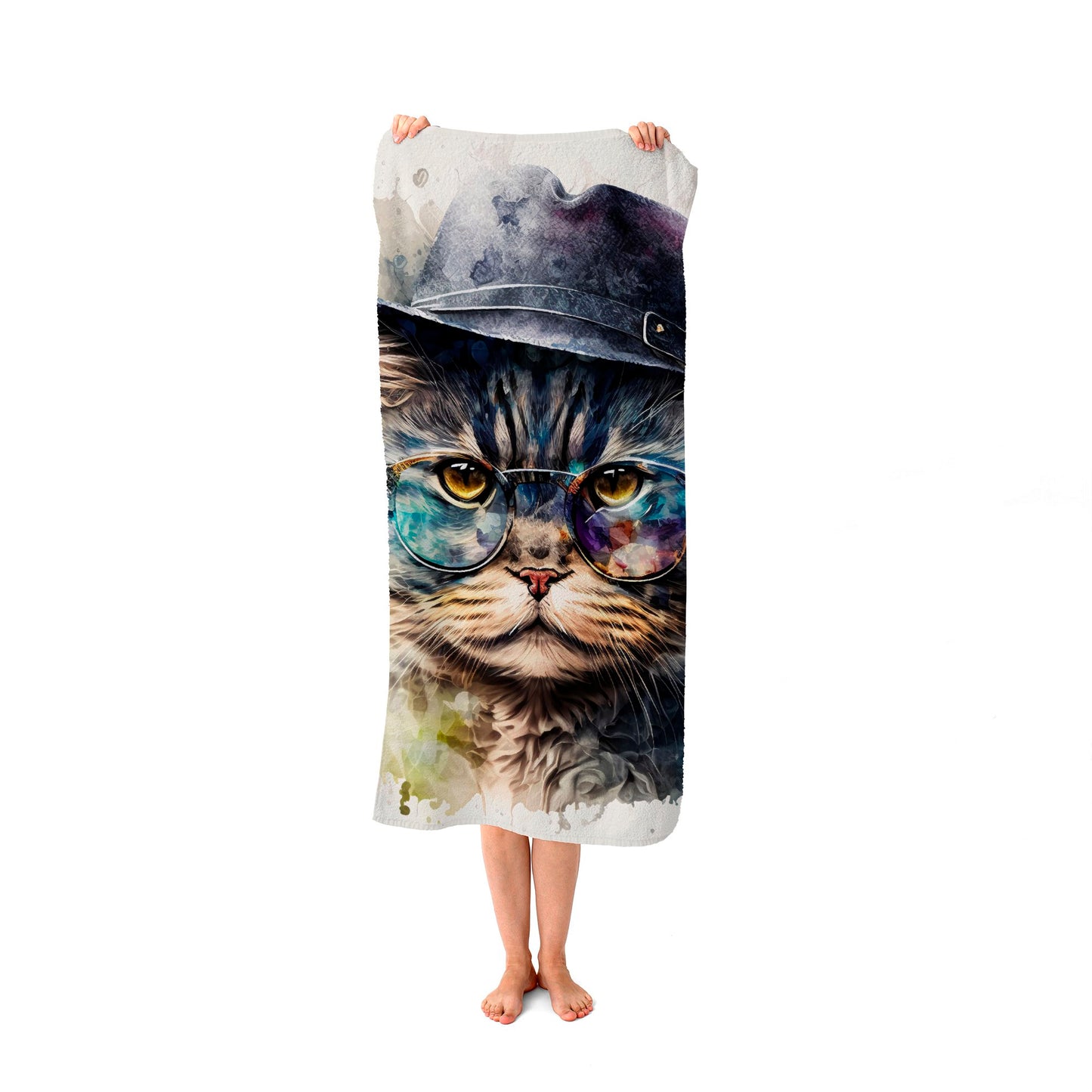 Selkirk Rex Cat Splashart Beach Towel